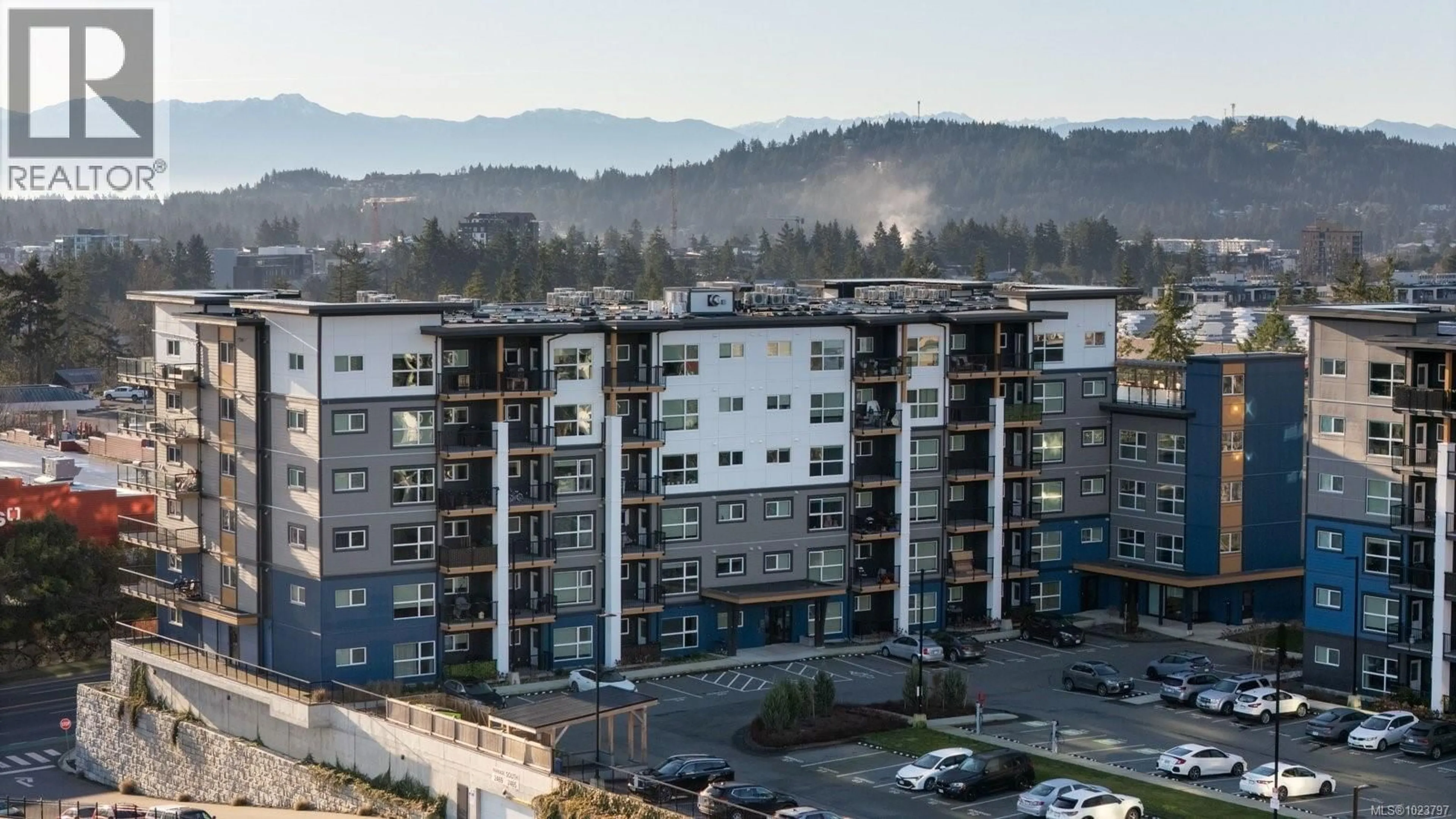 A pic from outside/outdoor area/front of a property/back of a property/a pic from drone, city buildings view from balcony for 408 - 2469 GATEWAY ROAD, Langford British Columbia V9B6R7