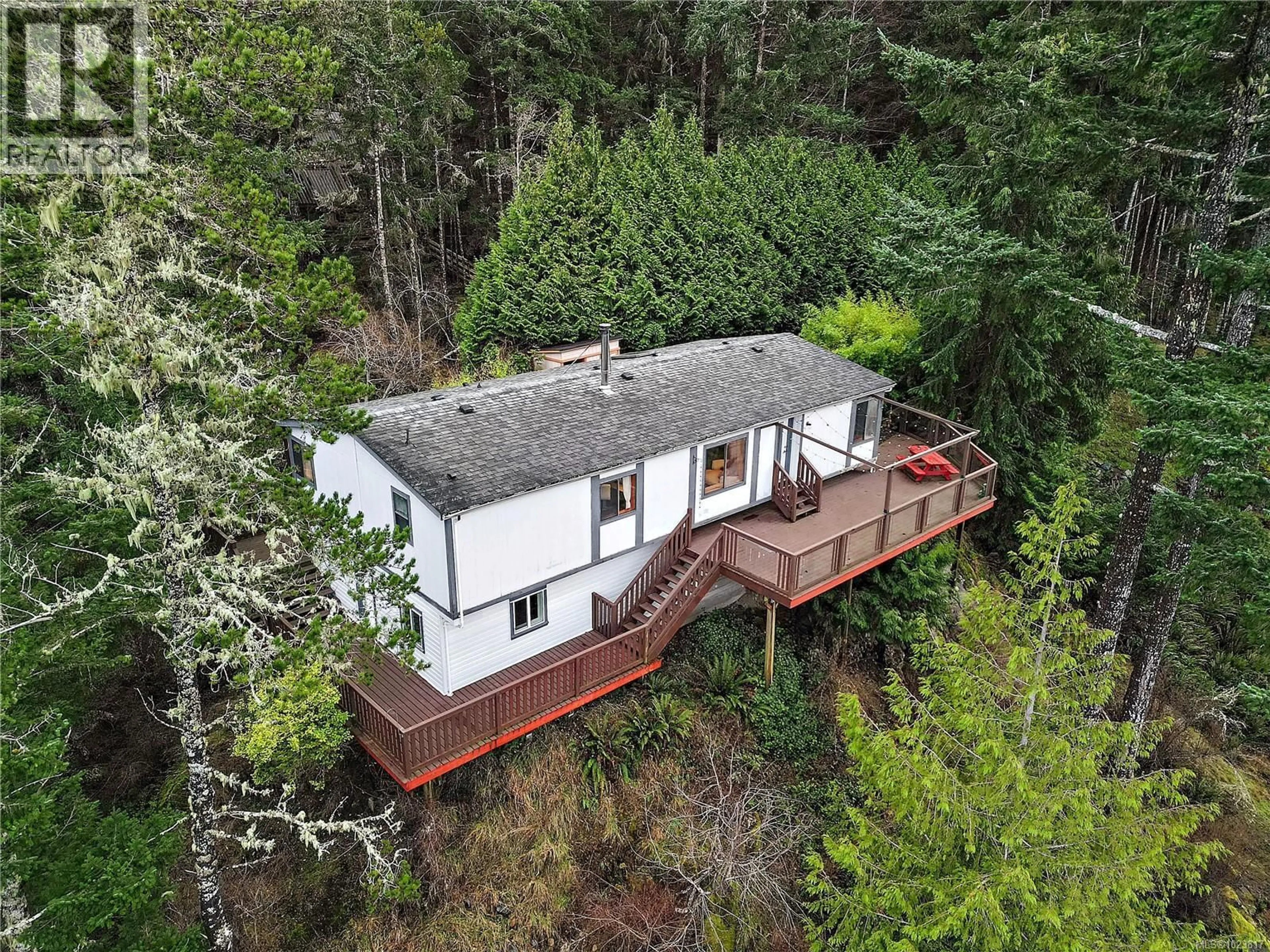 A pic from outside/outdoor area/front of a property/back of a property/a pic from drone, forest/trees view for 1302 MARTOCK ROAD, Sooke British Columbia V9Z1B1