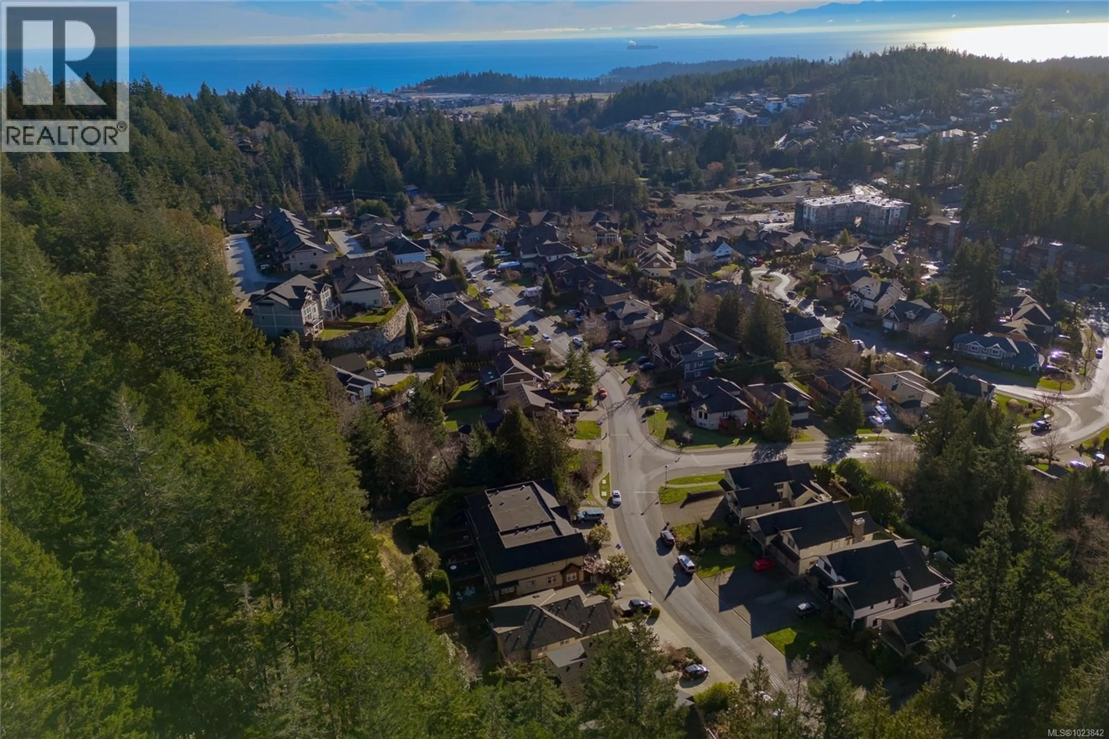 A pic from outside/outdoor area/front of a property/back of a property/a pic from drone, mountain view for 648 GRANROSE TERRACE, Colwood British Columbia V9C4M3
