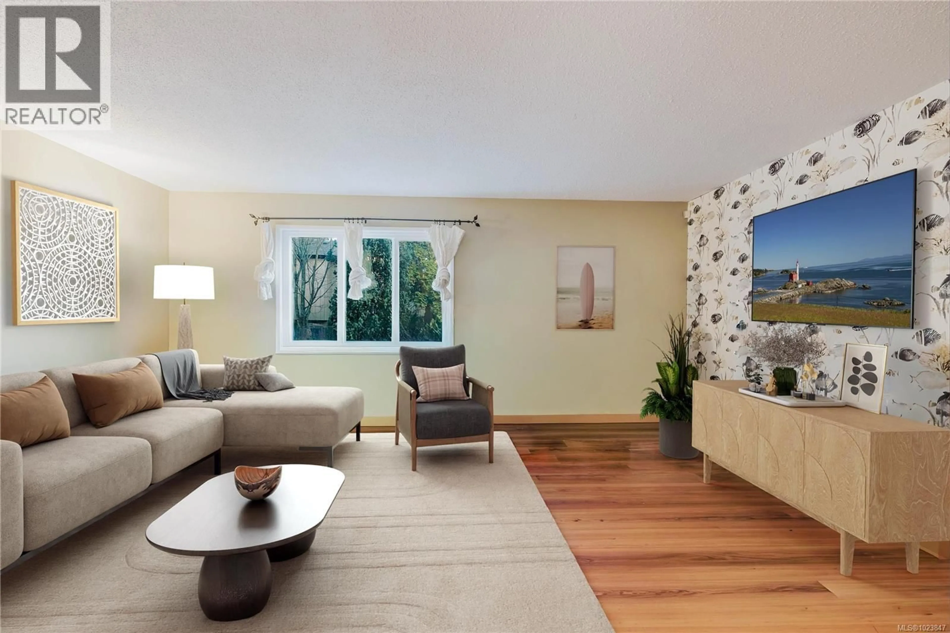 Living room with furniture, wood/laminate floor for 302 - 229 ONTARIO STREET, Victoria British Columbia V8V1N1