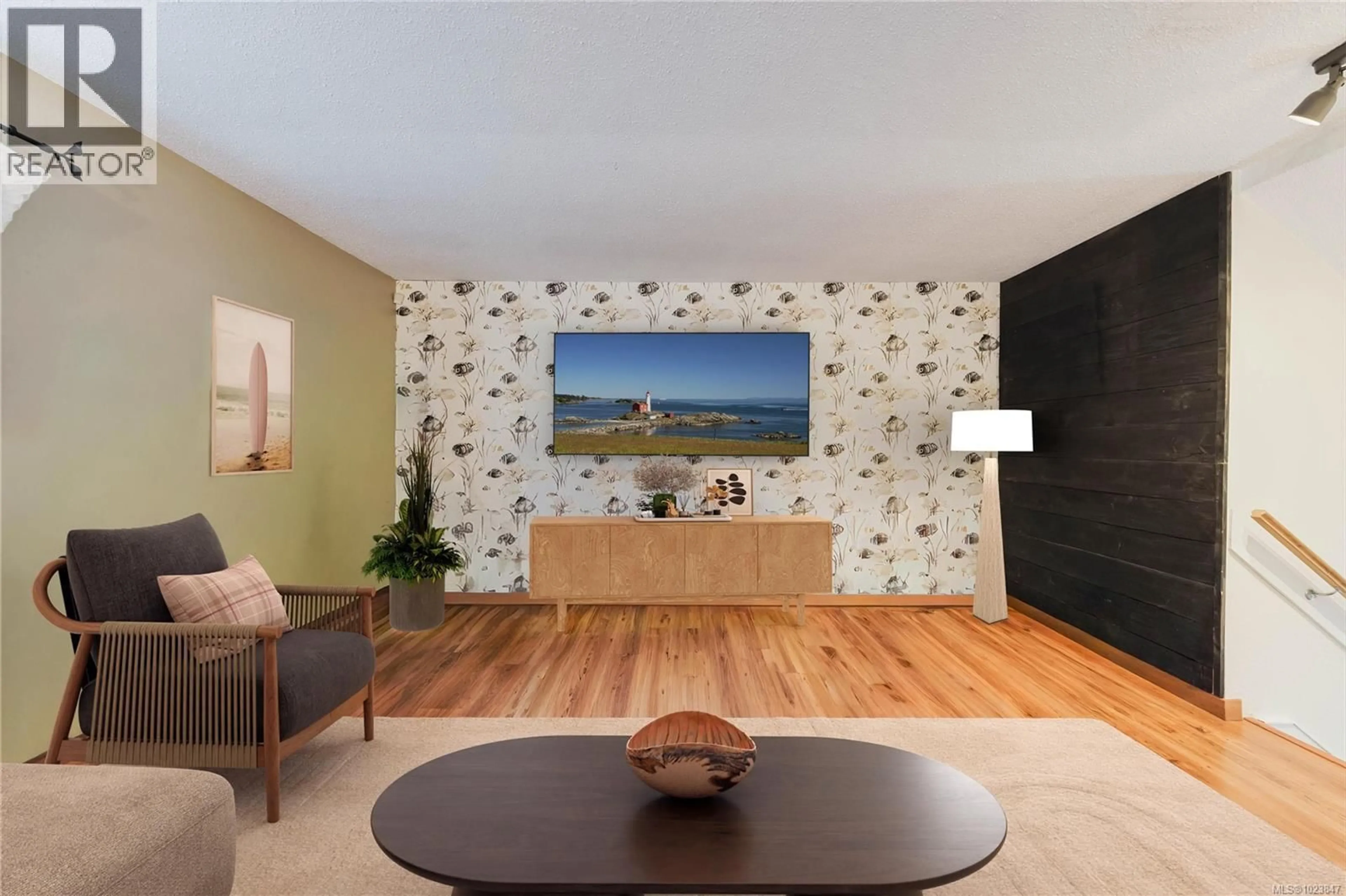 Living room with furniture, wood/laminate floor for 302 - 229 ONTARIO STREET, Victoria British Columbia V8V1N1