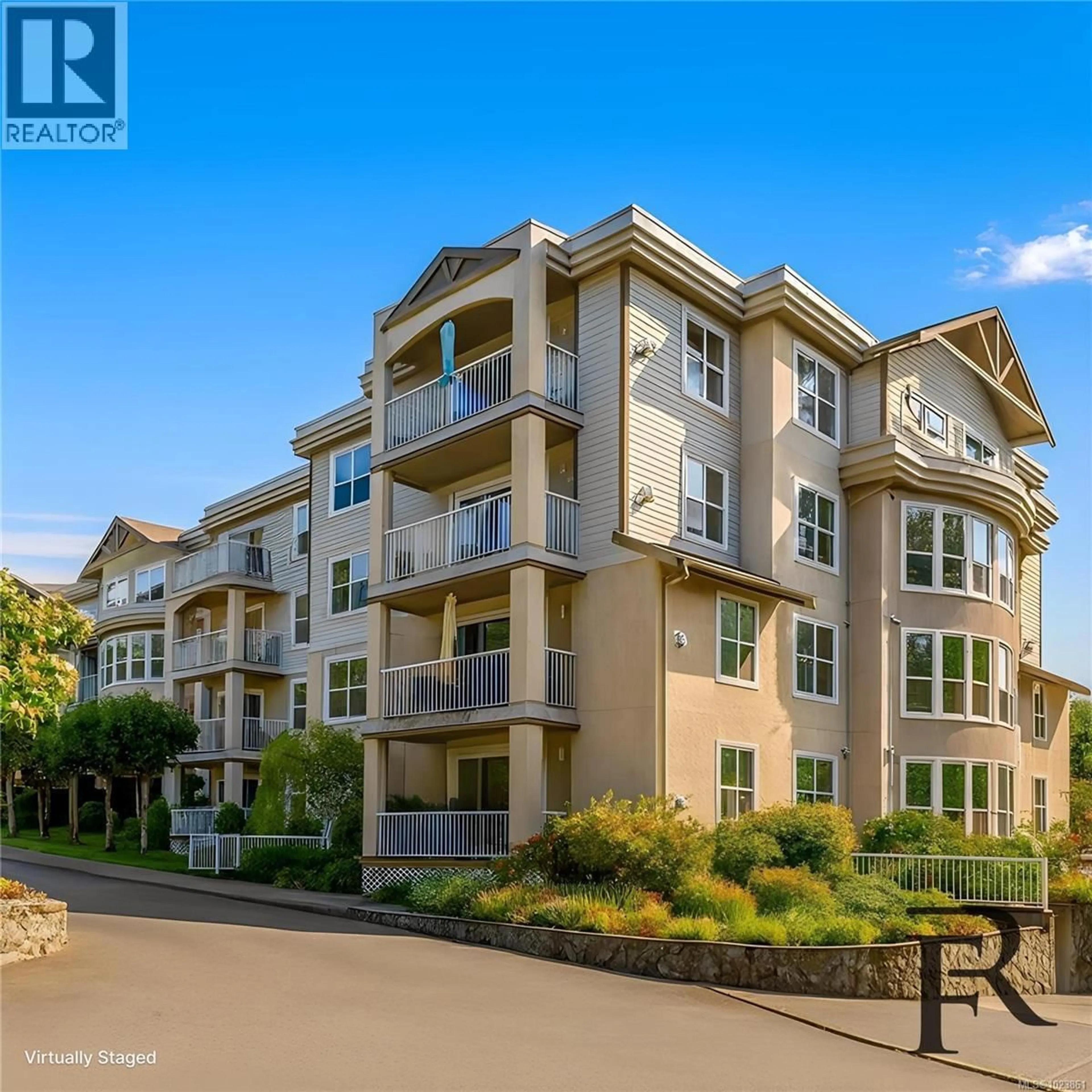 A pic from outside/outdoor area/front of a property/back of a property/a pic from drone, water/lake/river/ocean view for 204 - 1240 VERDIER AVENUE, Central Saanich British Columbia V8M2G9