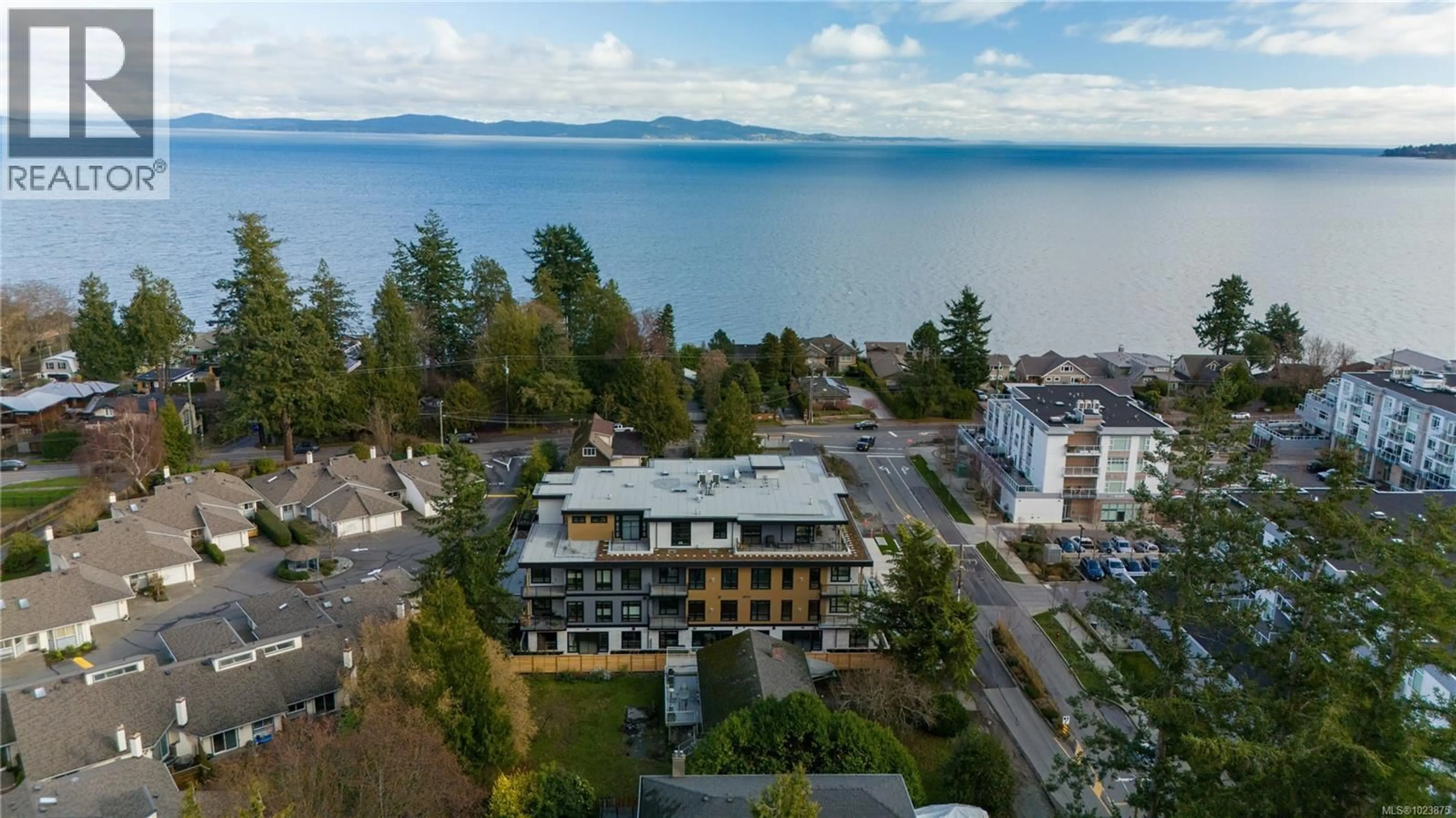 A pic from outside/outdoor area/front of a property/back of a property/a pic from drone, water/lake/river/ocean view for 305 - 990 DOUMAC AVENUE, Saanich British Columbia V8Y1M4