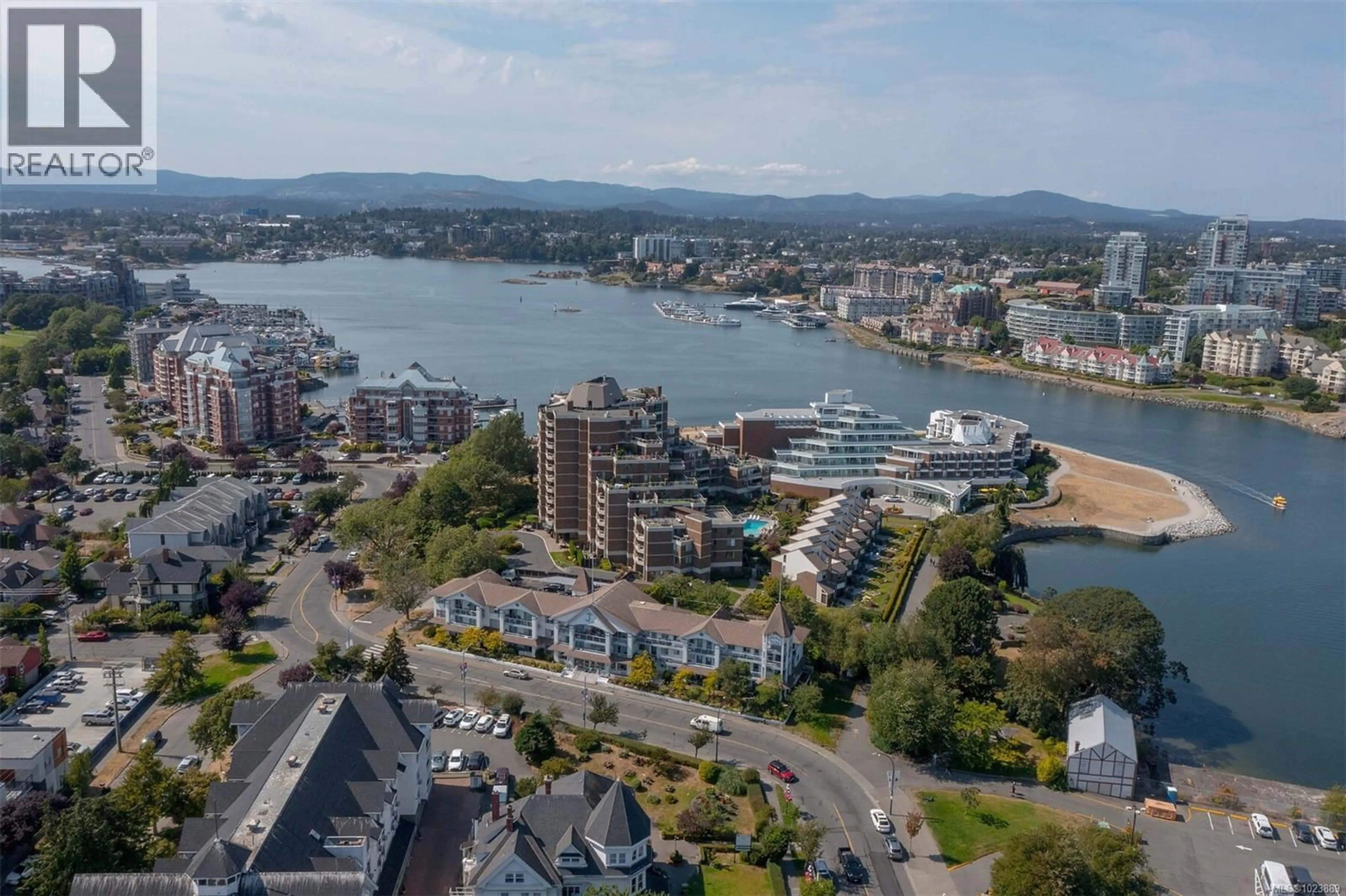 A pic from outside/outdoor area/front of a property/back of a property/a pic from drone, water/lake/river/ocean view for 807 - 225 BELLEVILLE STREET, Victoria British Columbia V8V4T9