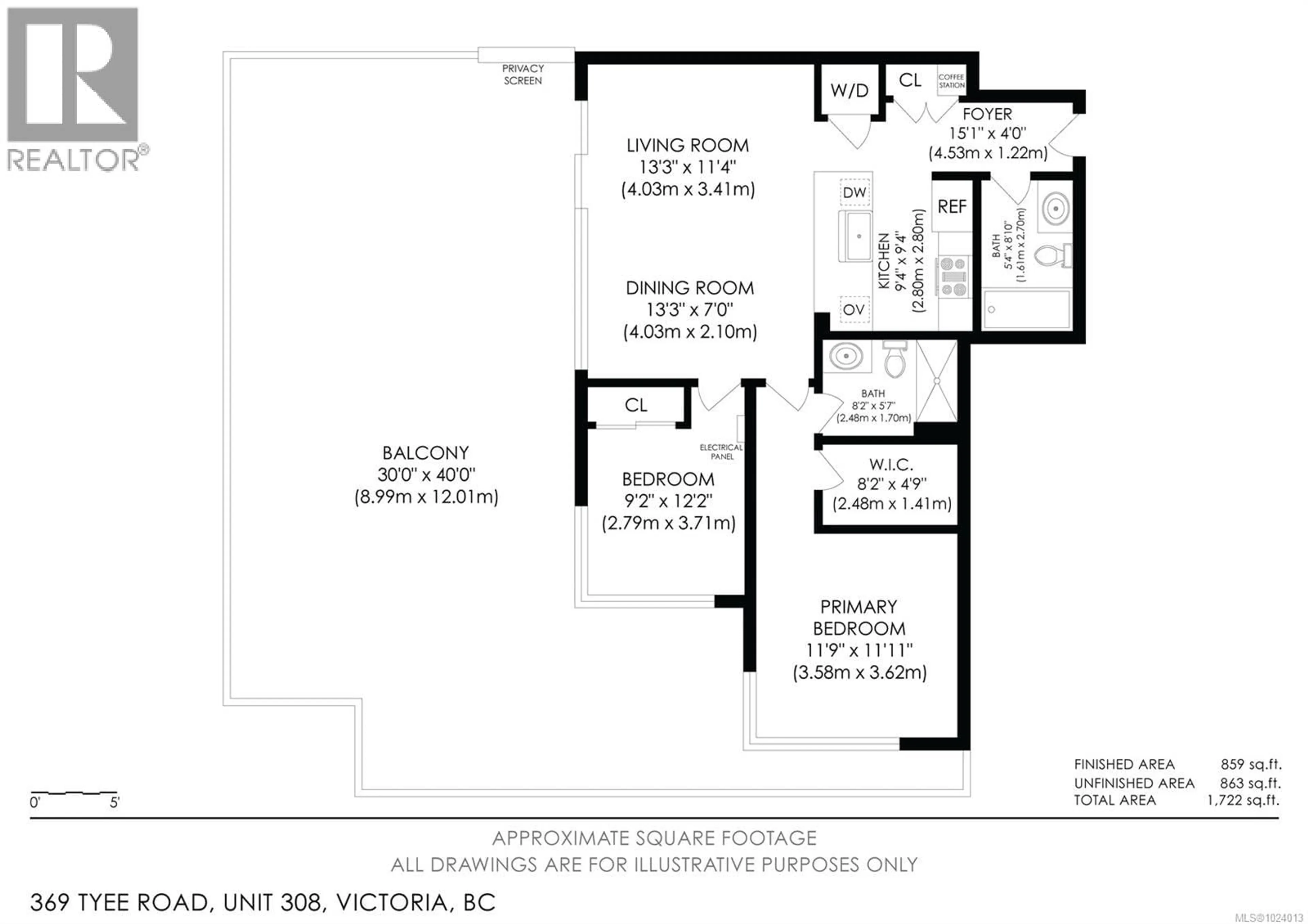 Floor plan for 308 - 369 TYEE ROAD, Victoria British Columbia V9A0B6
