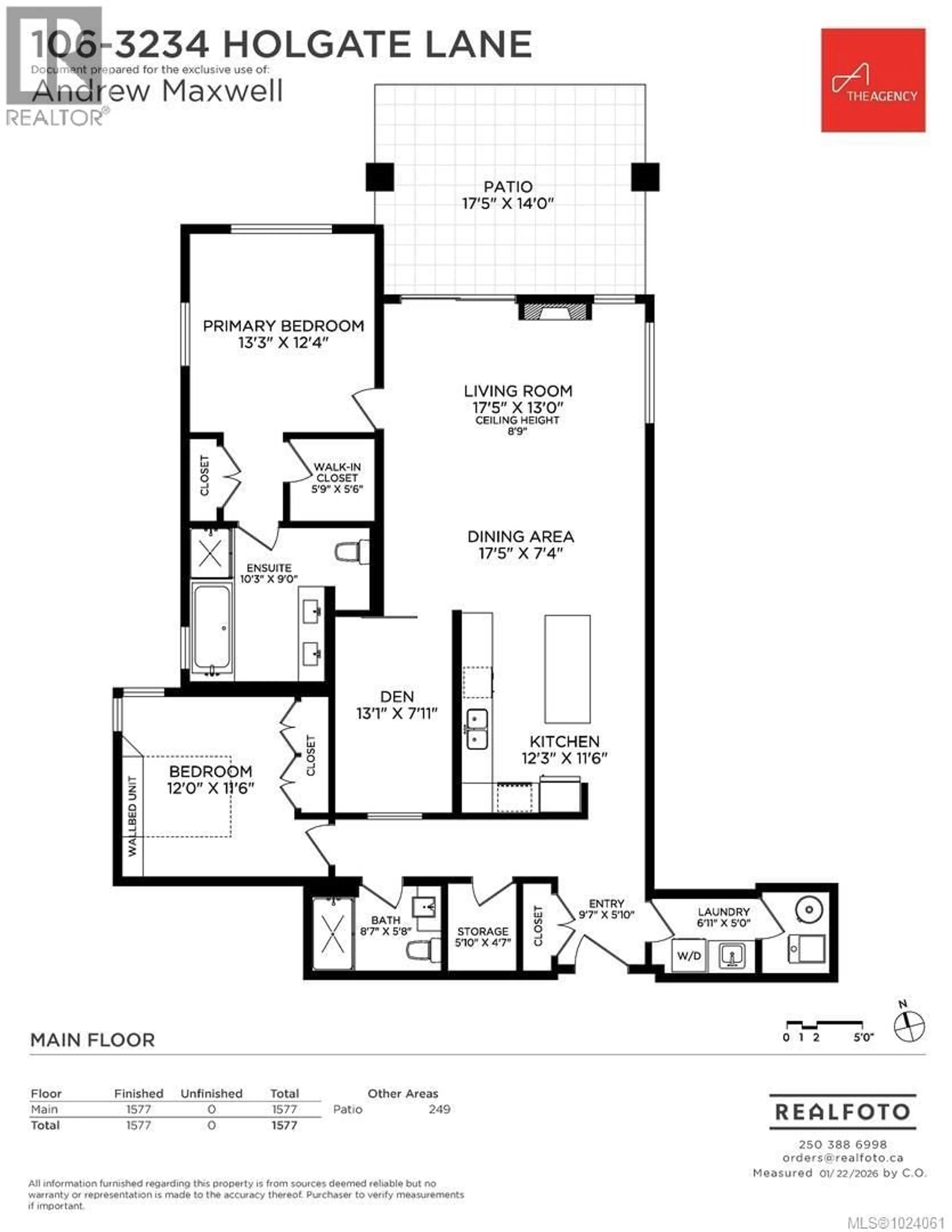Floor plan for 106 - 3234 HOLGATE LANE, Colwood British Columbia V9C0A6