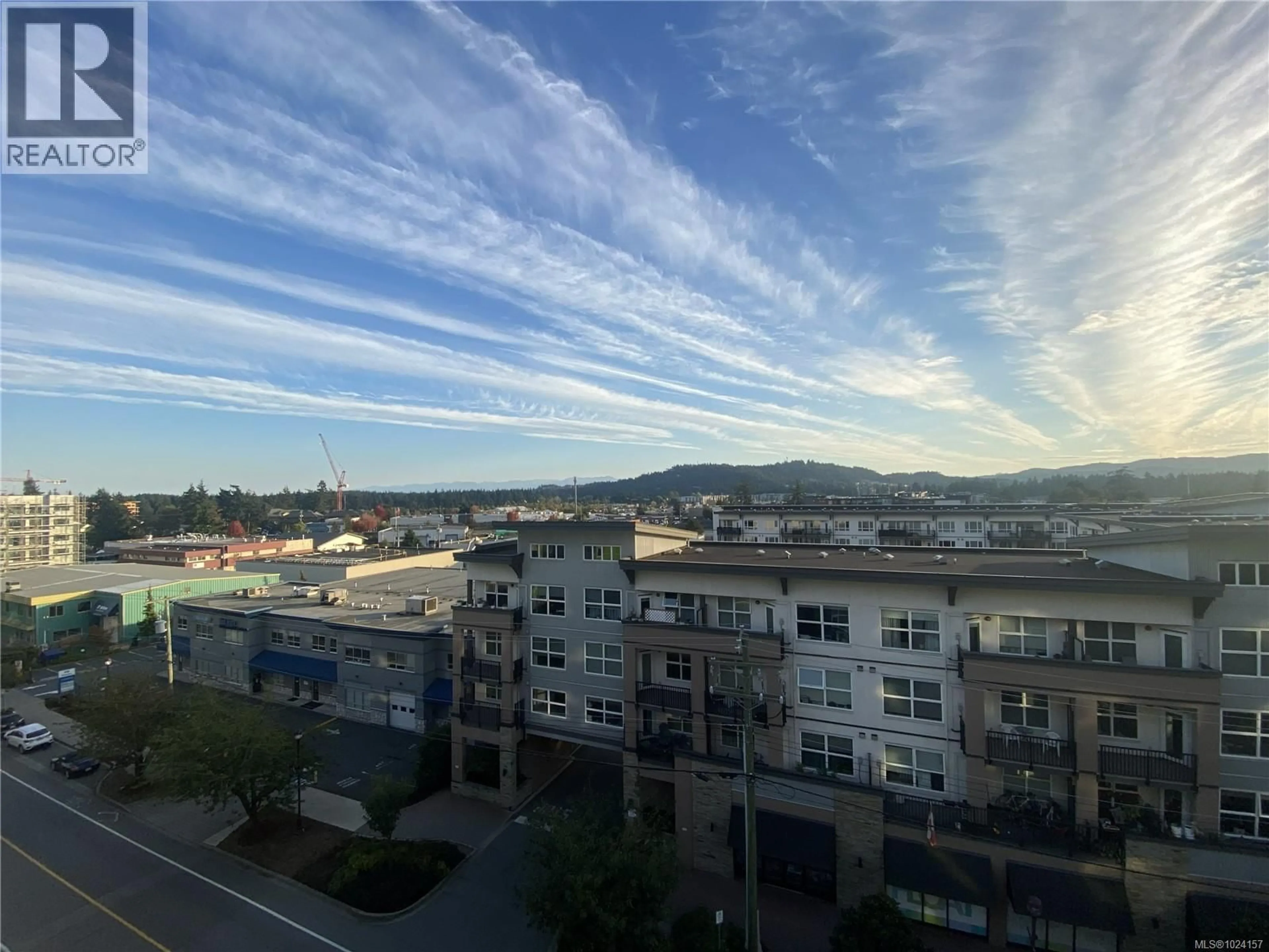 A pic from outside/outdoor area/front of a property/back of a property/a pic from drone, city buildings view from balcony for 602 - 868 ORONO AVENUE, Langford British Columbia V9B0X9
