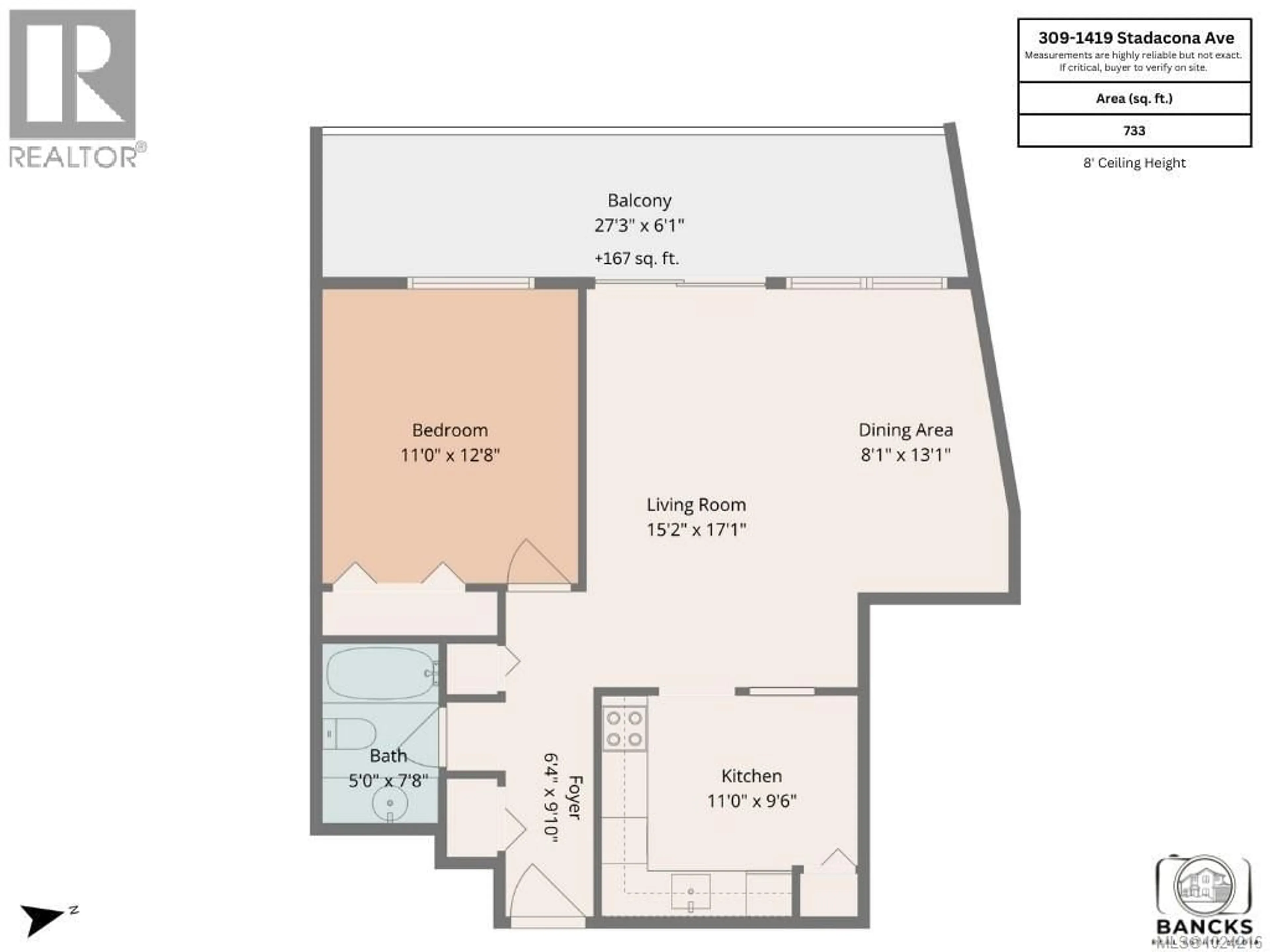 Floor plan for 309 - 1419 STADACONA AVENUE, Victoria British Columbia V8S5J3