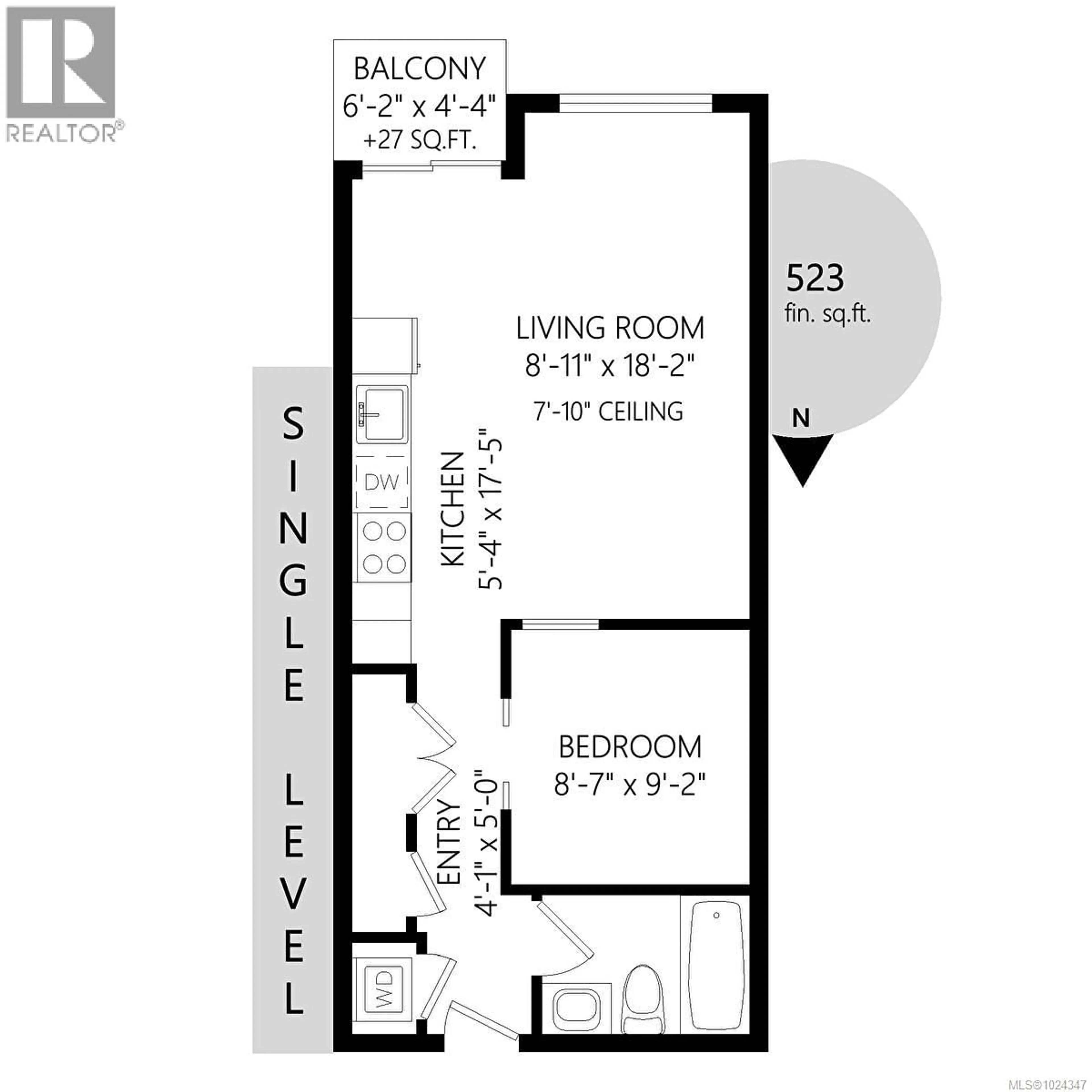 Floor plan for 310 - 517 FISGARD STREET, Victoria British Columbia V8W0C5