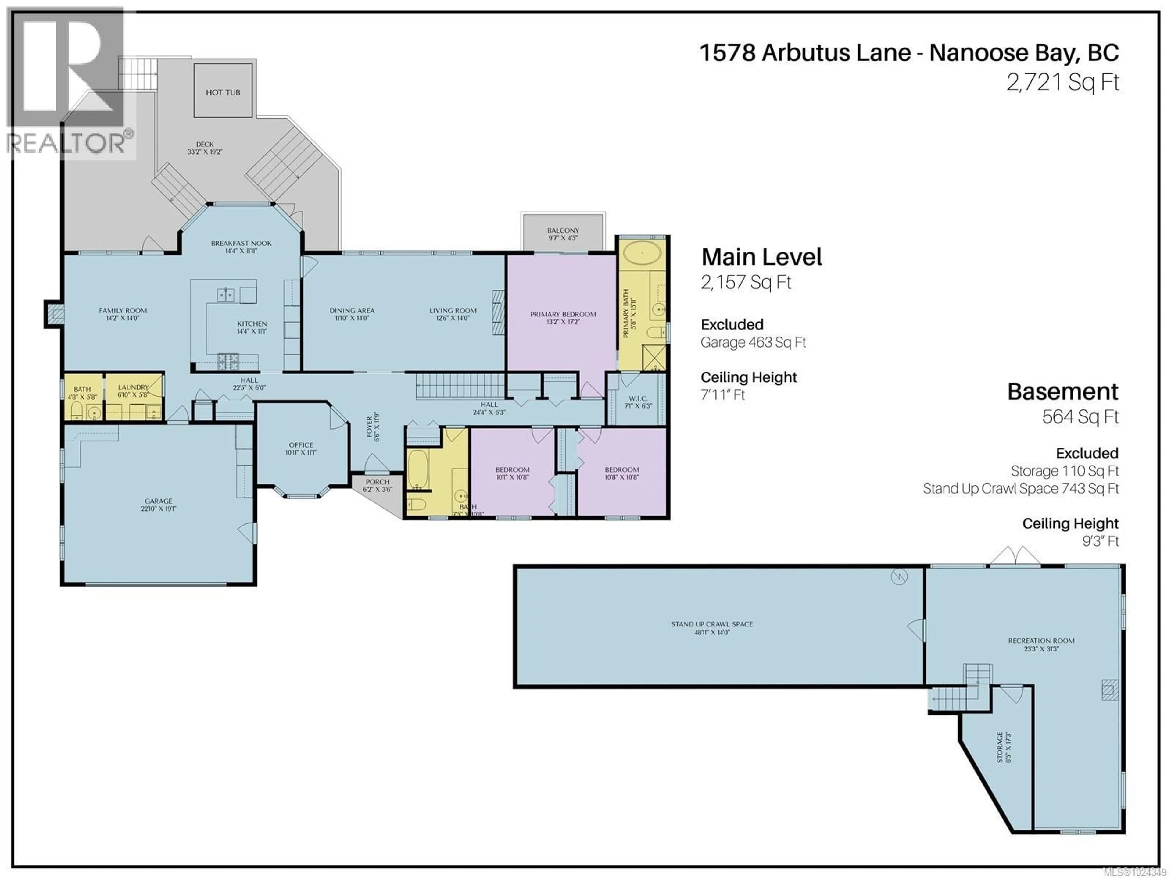 Floor plan for 1578 ARBUTUS LANE, Nanoose Bay British Columbia V9P9B5
