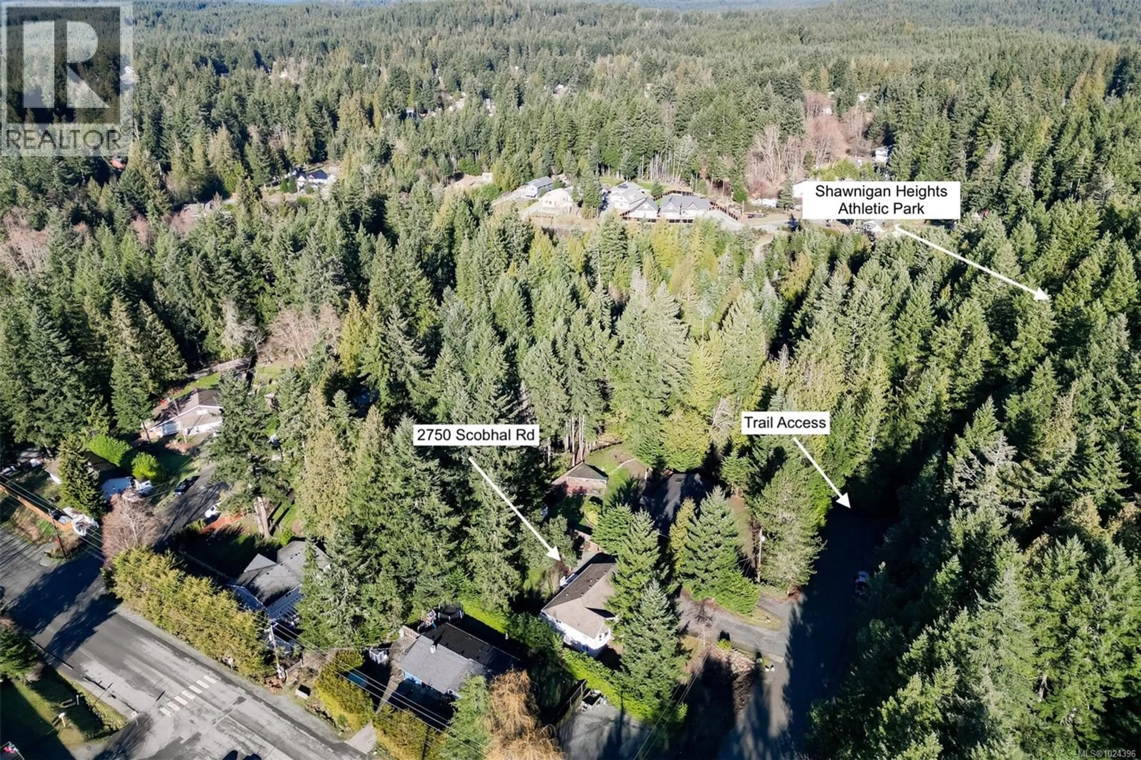 A pic from outside/outdoor area/front of a property/back of a property/a pic from drone, forest/trees view for 2750 SCOBHAL ROAD, Shawnigan Lake British Columbia V8H2E8