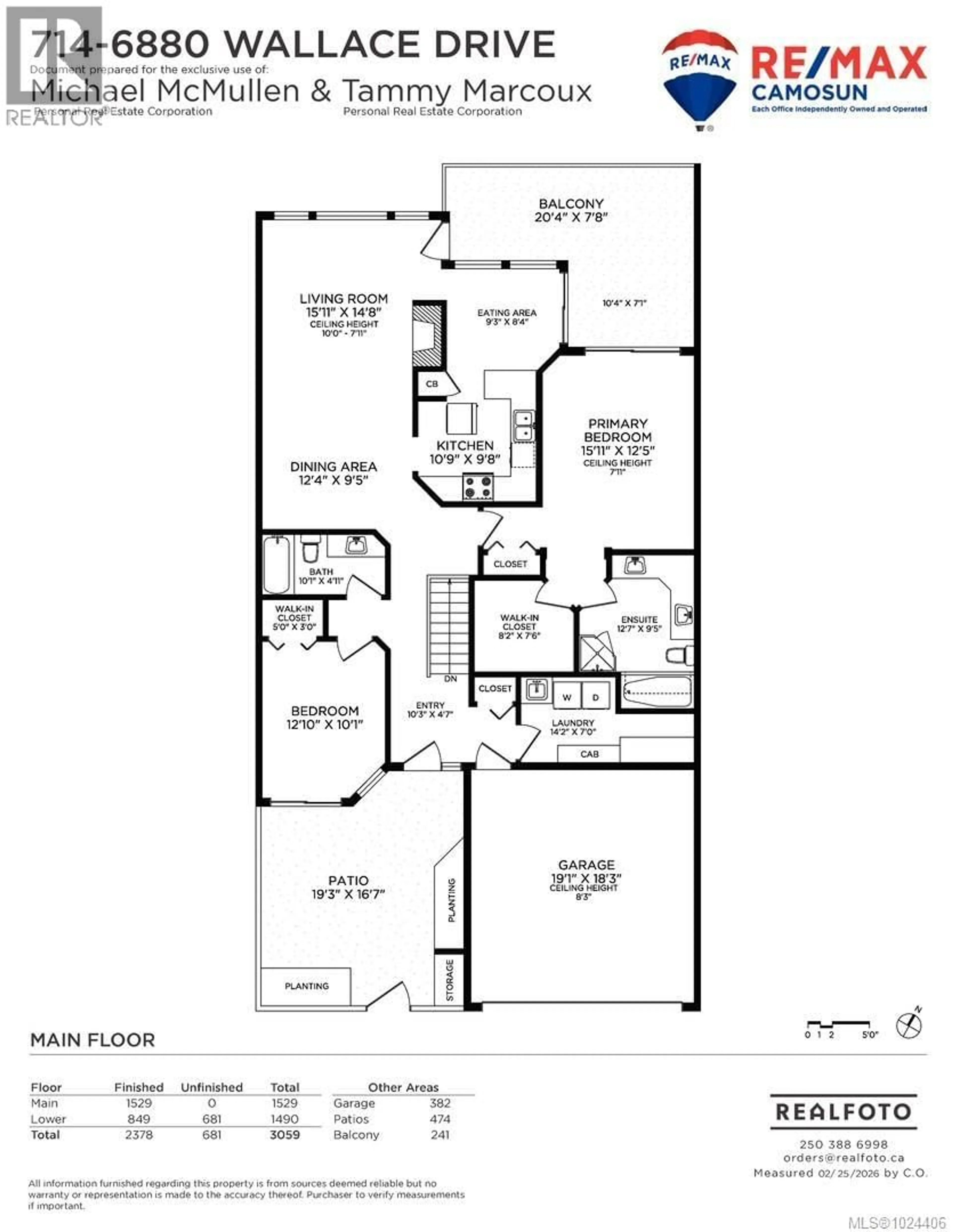 Floor plan for 714 - 6880 WALLACE DRIVE, Saanich British Columbia V8M1N8