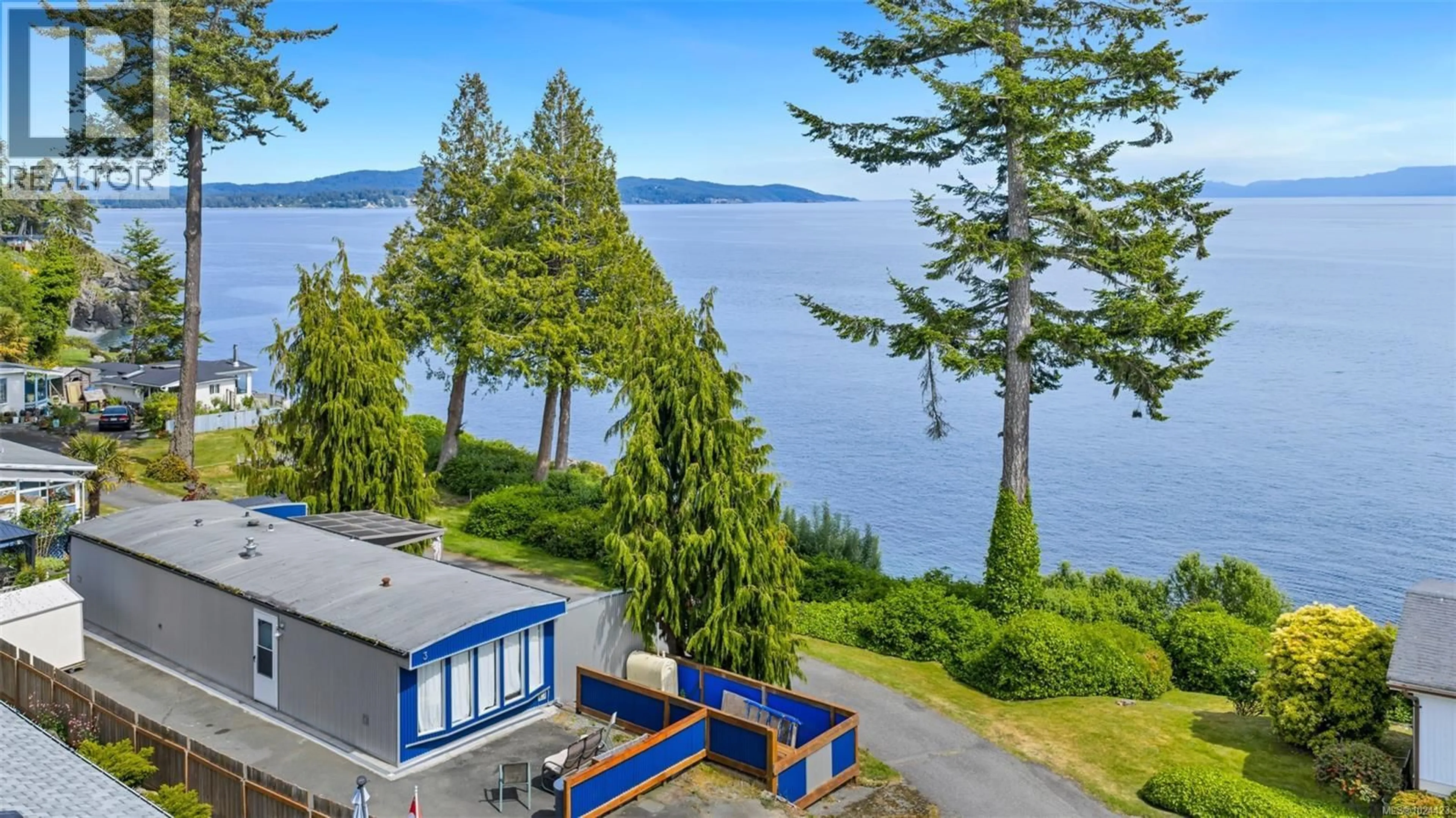 A pic from outside/outdoor area/front of a property/back of a property/a pic from drone, water/lake/river/ocean view for 3 - 8177 WEST COAST ROAD, Sooke British Columbia V9Z1E2