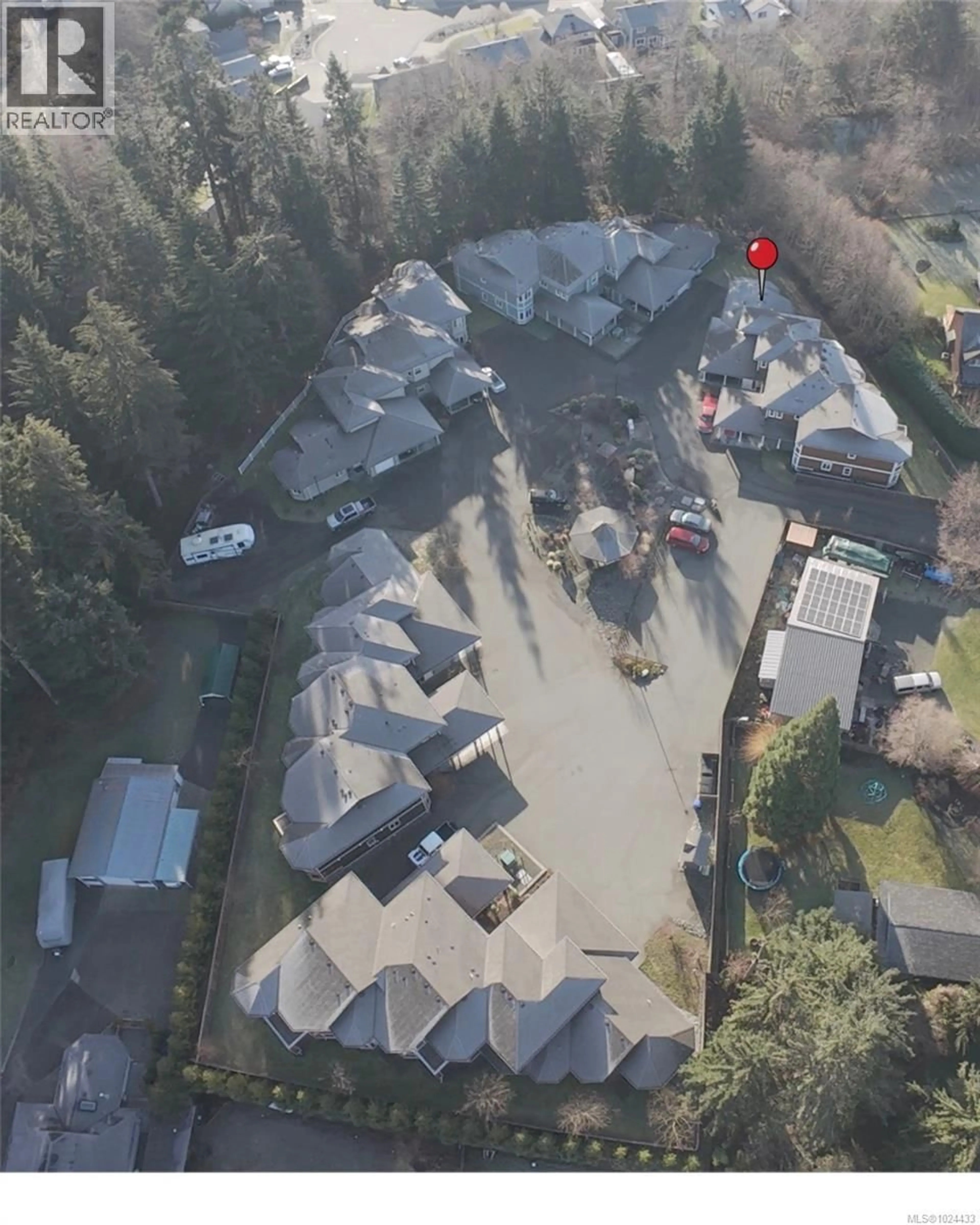 A pic from outside/outdoor area/front of a property/back of a property/a pic from drone, street for 5 - 2699 SODERHOLM ROAD, Campbell River British Columbia V9W1M2