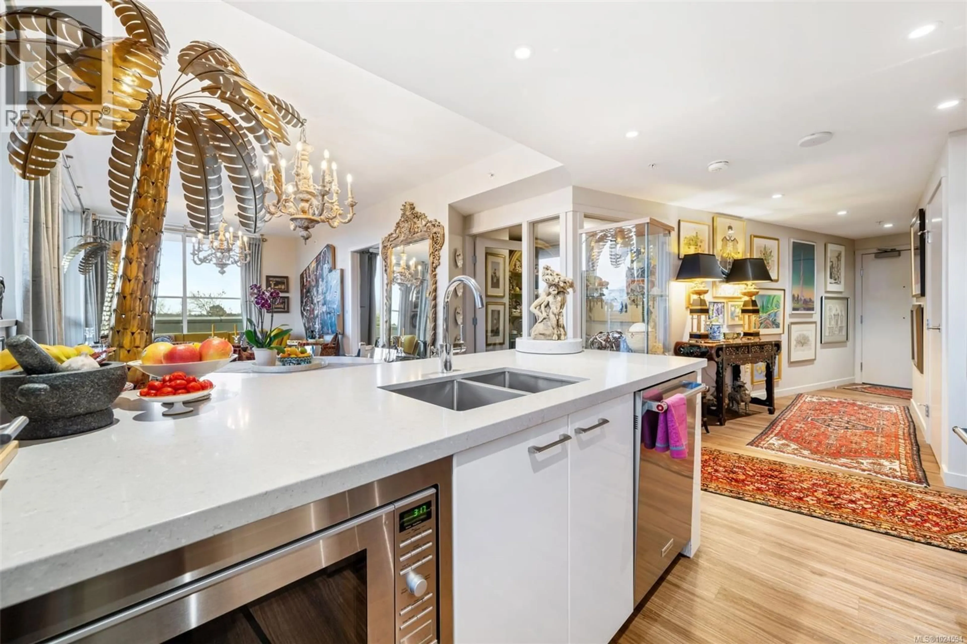 Contemporary kitchen, ceramic/tile floor for 1101 - 777 BELLEVILLE STREET, Victoria British Columbia V8W0G1