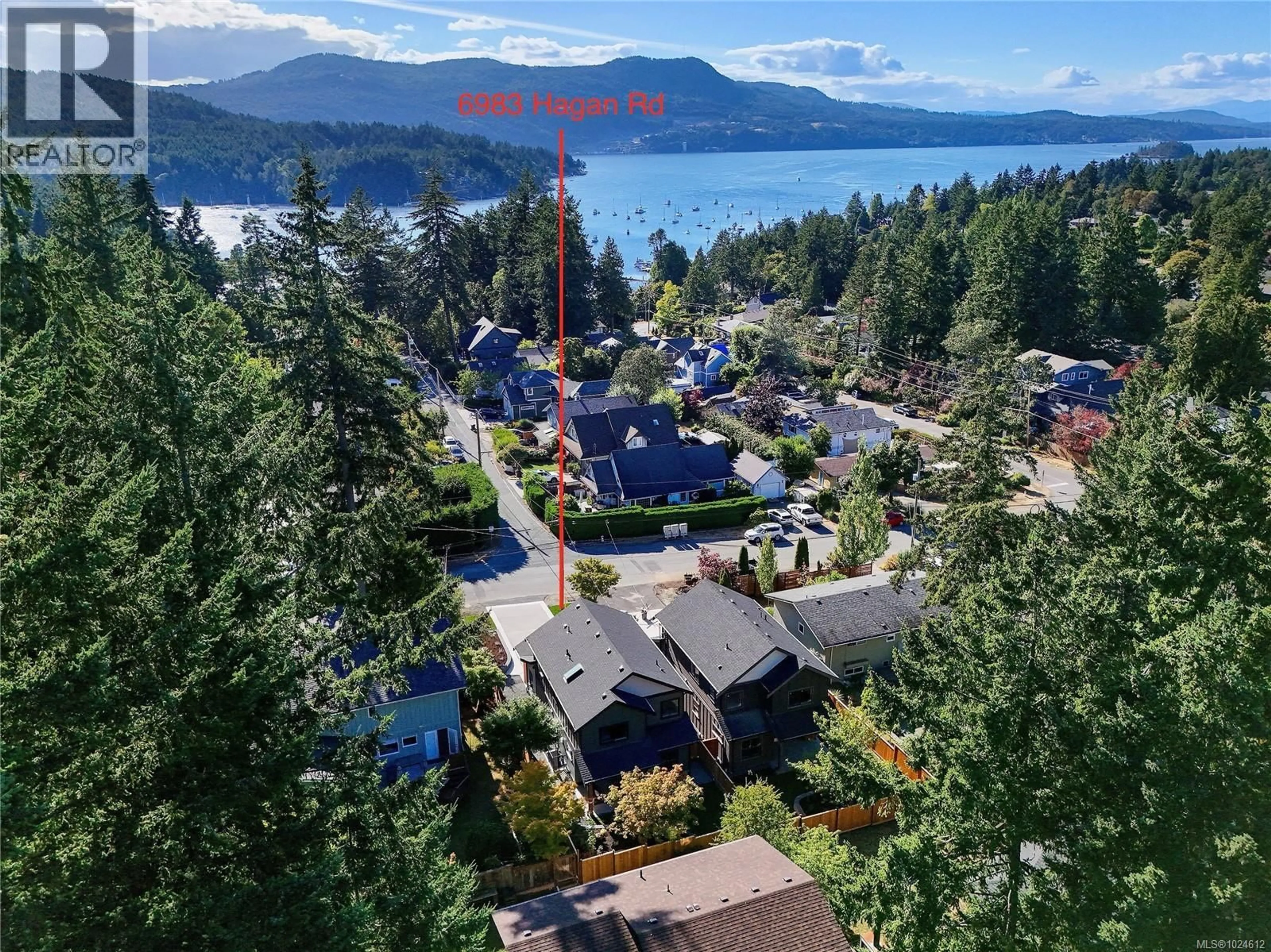 A pic from outside/outdoor area/front of a property/back of a property/a pic from drone, water/lake/river/ocean view for 6983 HAGAN ROAD, Central Saanich British Columbia V8M1B3