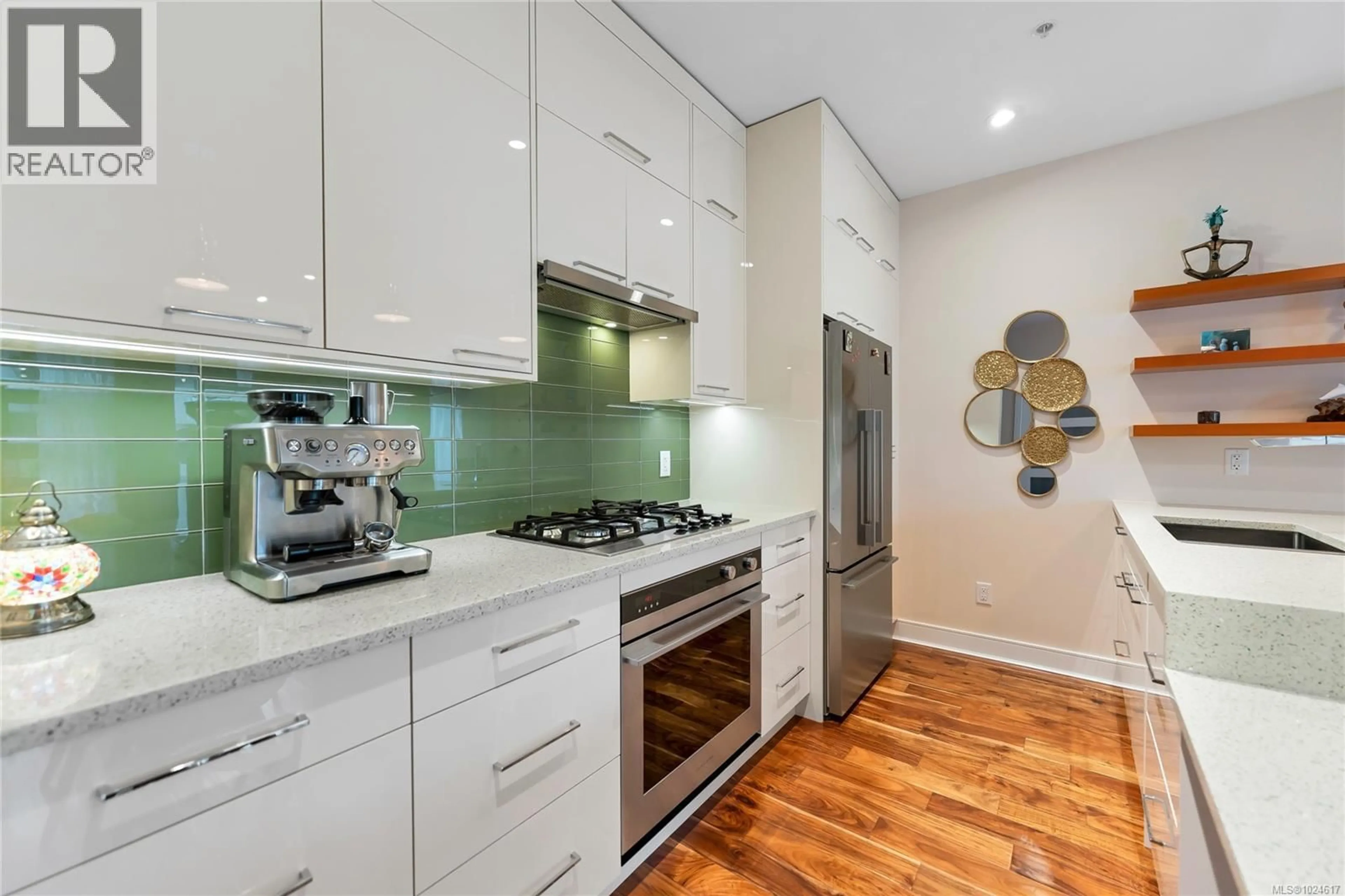 Contemporary kitchen, ceramic/tile floor for N312 - 1105 PANDORA AVENUE, Victoria British Columbia V8V3P9