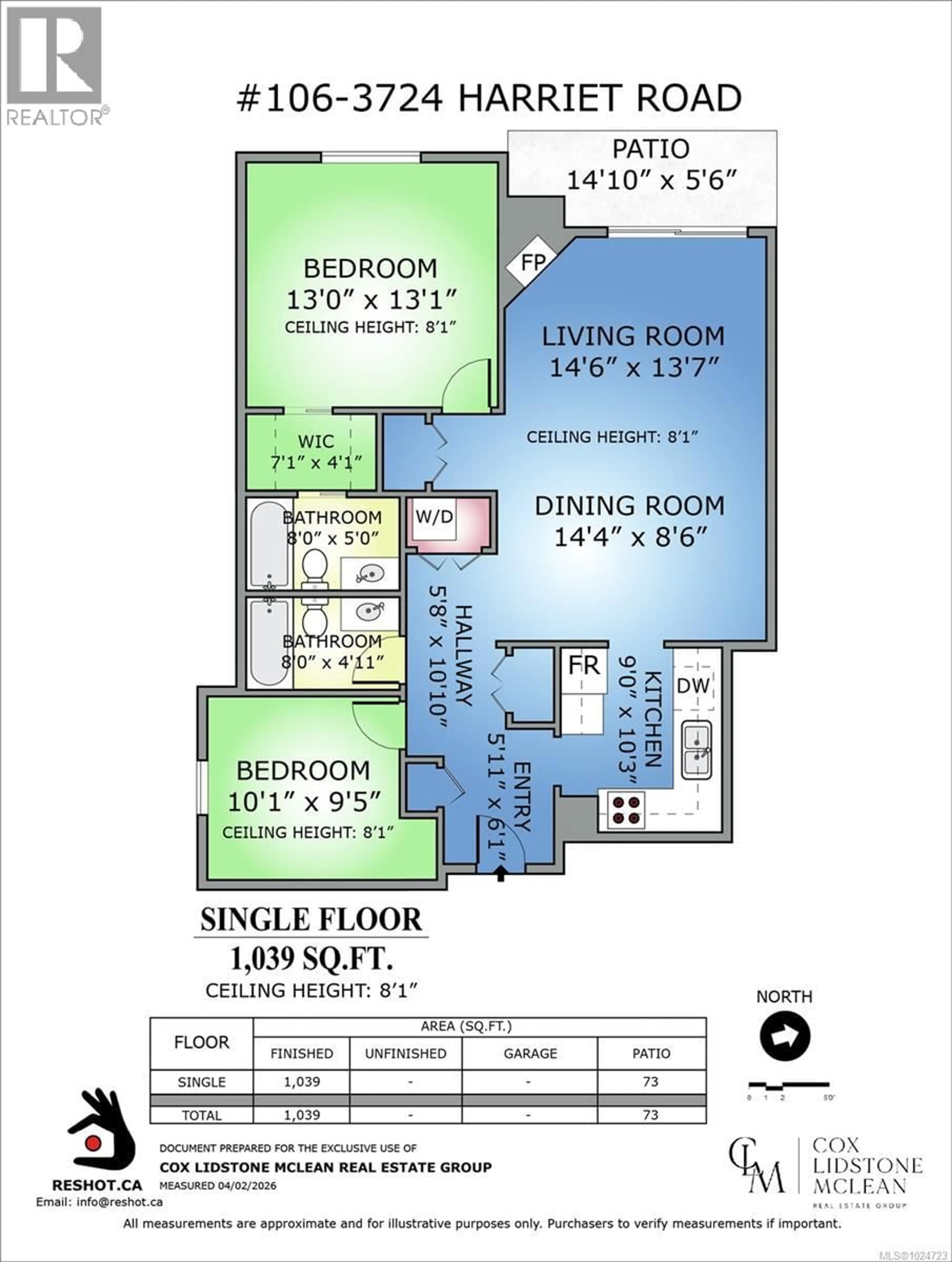 Floor plan for 106 - 3724 HARRIET ROAD, Saanich British Columbia V8Z3T2