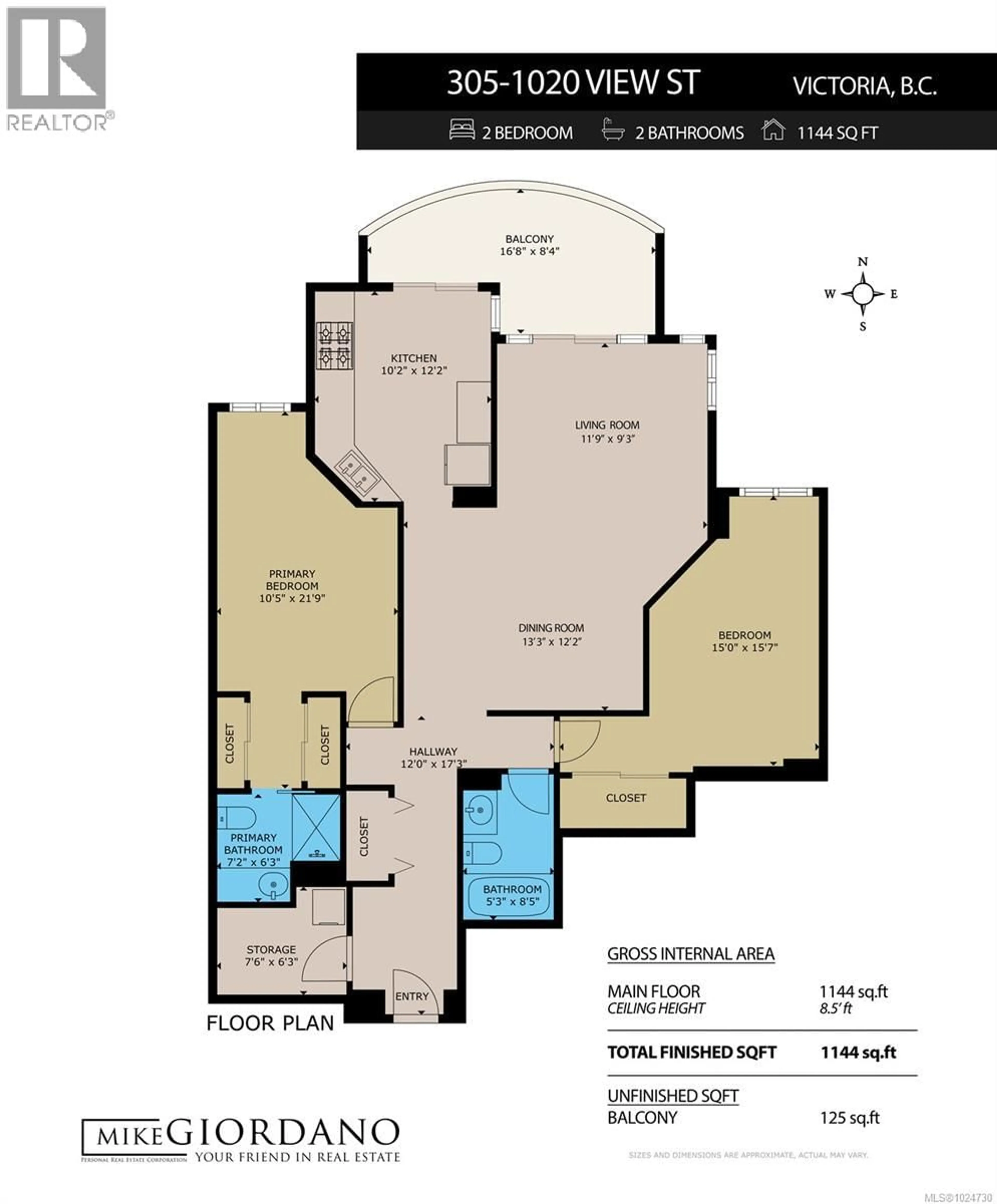 Floor plan for 305 - 1020 VIEW STREET, Victoria British Columbia V8V4Y4