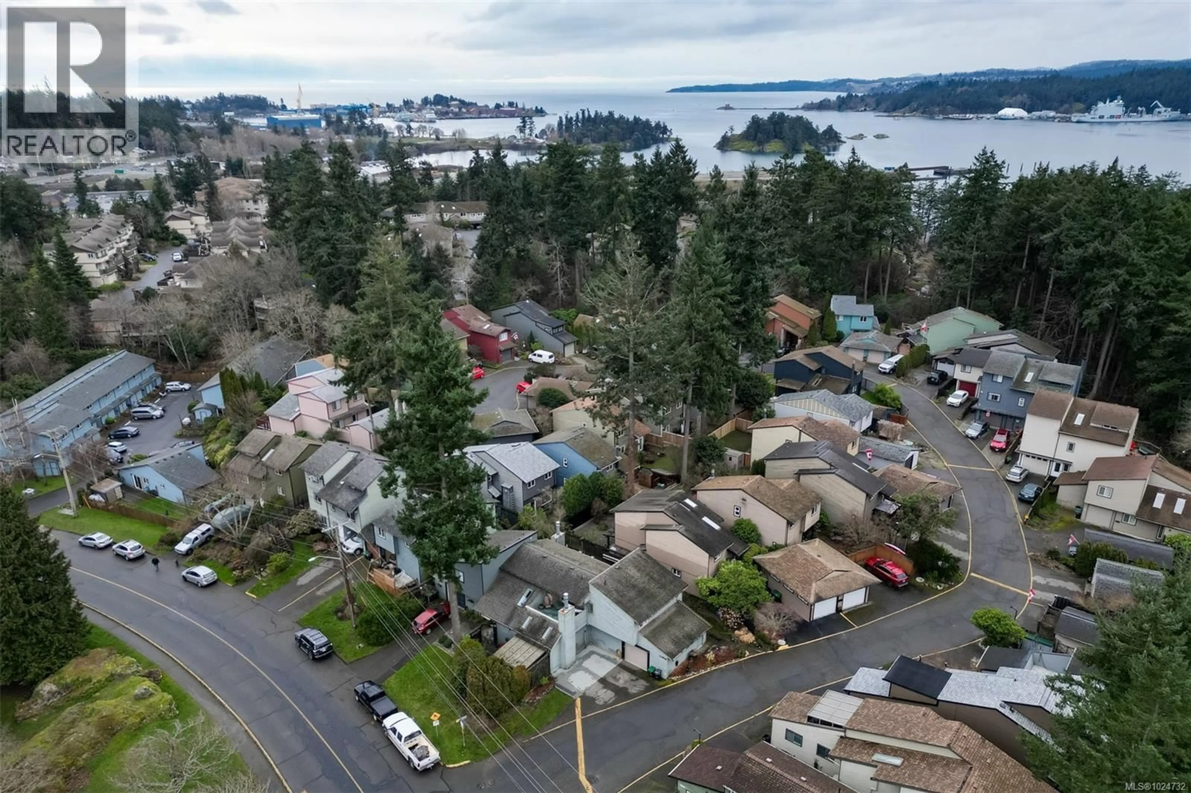 A pic from outside/outdoor area/front of a property/back of a property/a pic from drone, water/lake/river/ocean view for A - 1506 GLENTANA ROAD, View Royal British Columbia V9A7A1