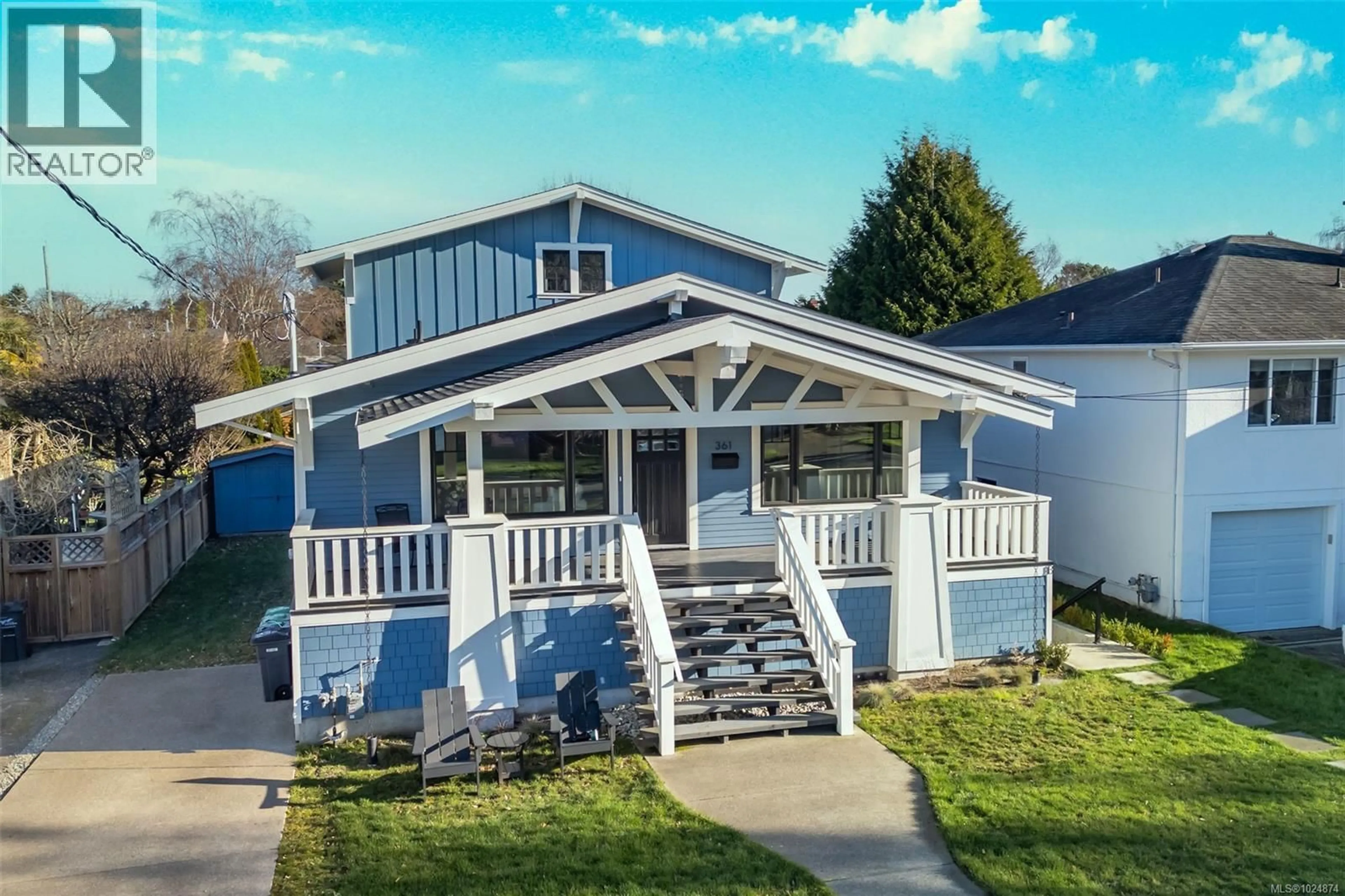 Home with vinyl exterior material, street for 361 ARNOLD AVENUE, Victoria British Columbia V8S3L6