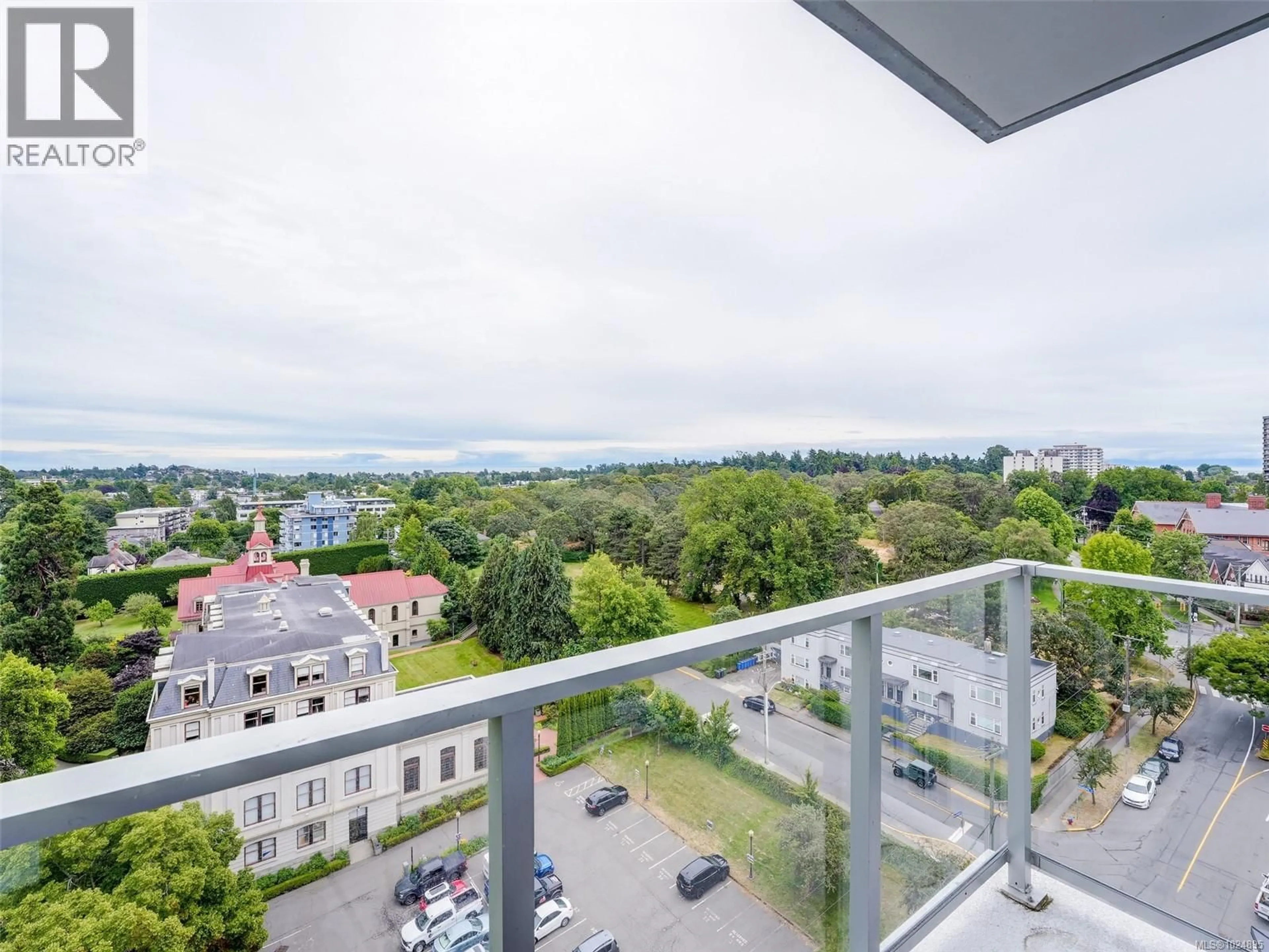 Balcony in the apartment, city buildings view from balcony for 1303 - 777 BELLEVILLE STREET, Victoria British Columbia V8W0G1
