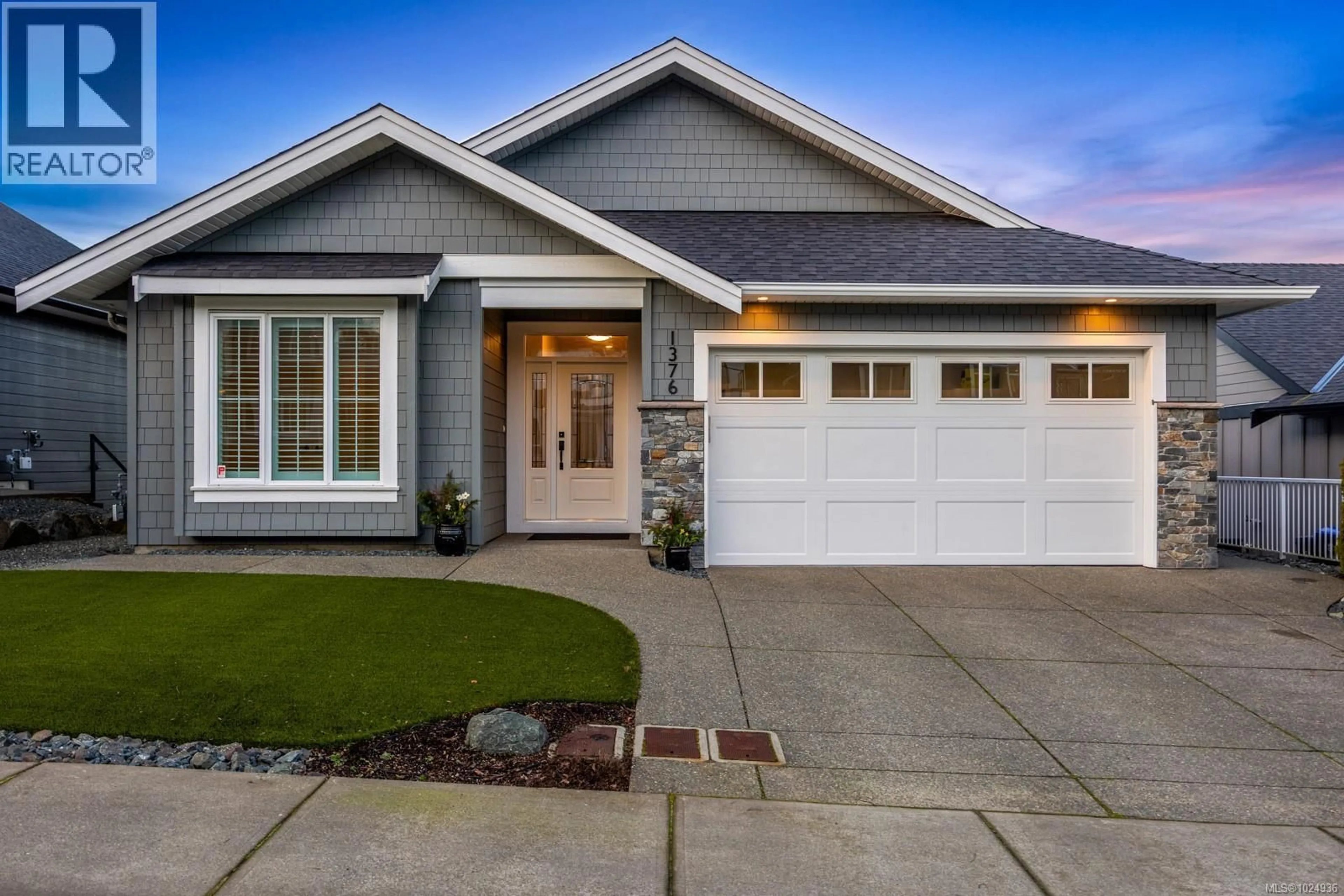 Home with vinyl exterior material, street for 1376 CROWN ISLE BOULEVARD, Courtenay British Columbia V9N0E2