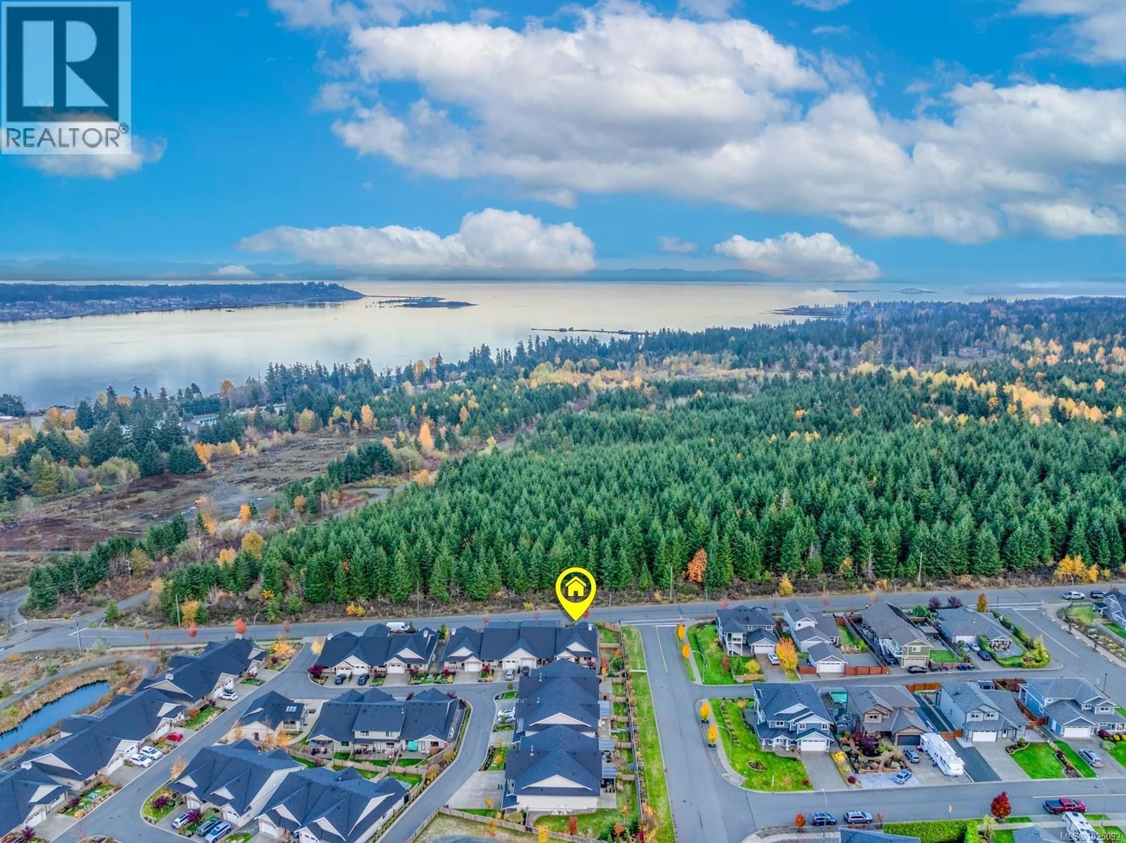 A pic from outside/outdoor area/front of a property/back of a property/a pic from drone, water/lake/river/ocean view for 137 - 4098 BUCKSTONE ROAD, Courtenay British Columbia V9N0H2