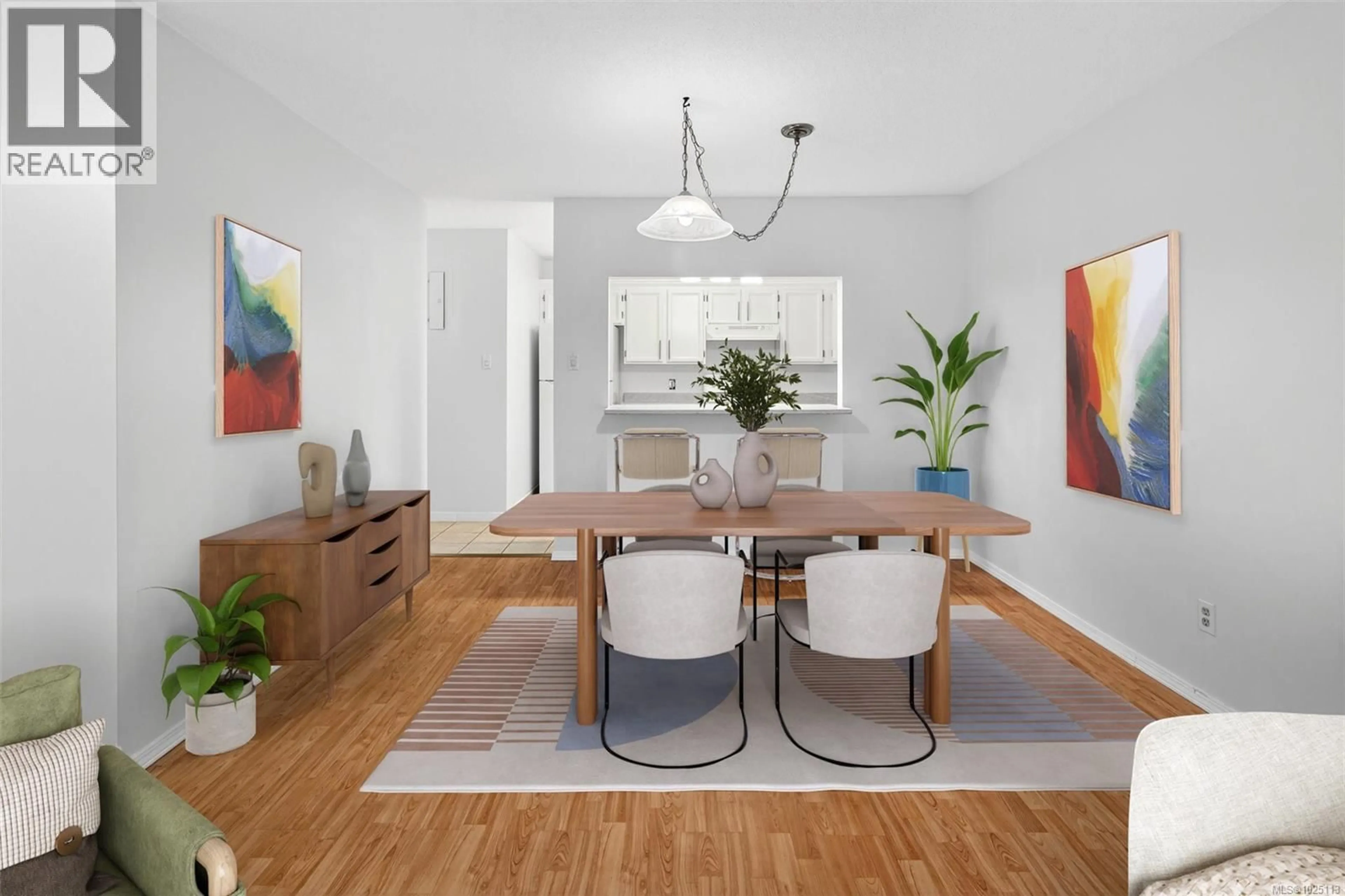 Dining room, wood/laminate floor for 201 - 1188 YATES STREET, Victoria British Columbia V8V3M8