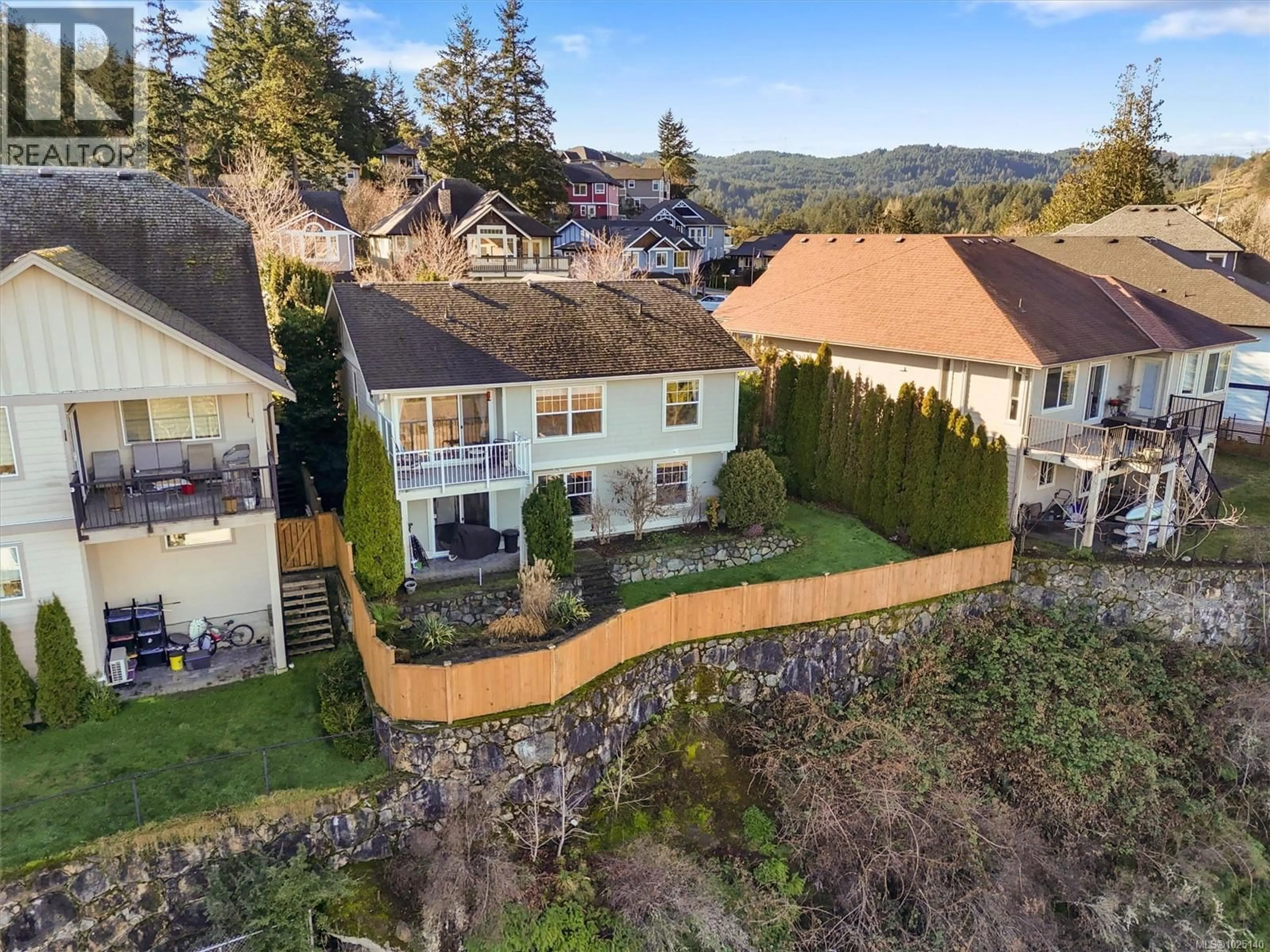 A pic from outside/outdoor area/front of a property/back of a property/a pic from drone, mountain view for 3719 RIDGE POND DRIVE, Langford British Columbia V9C4M8