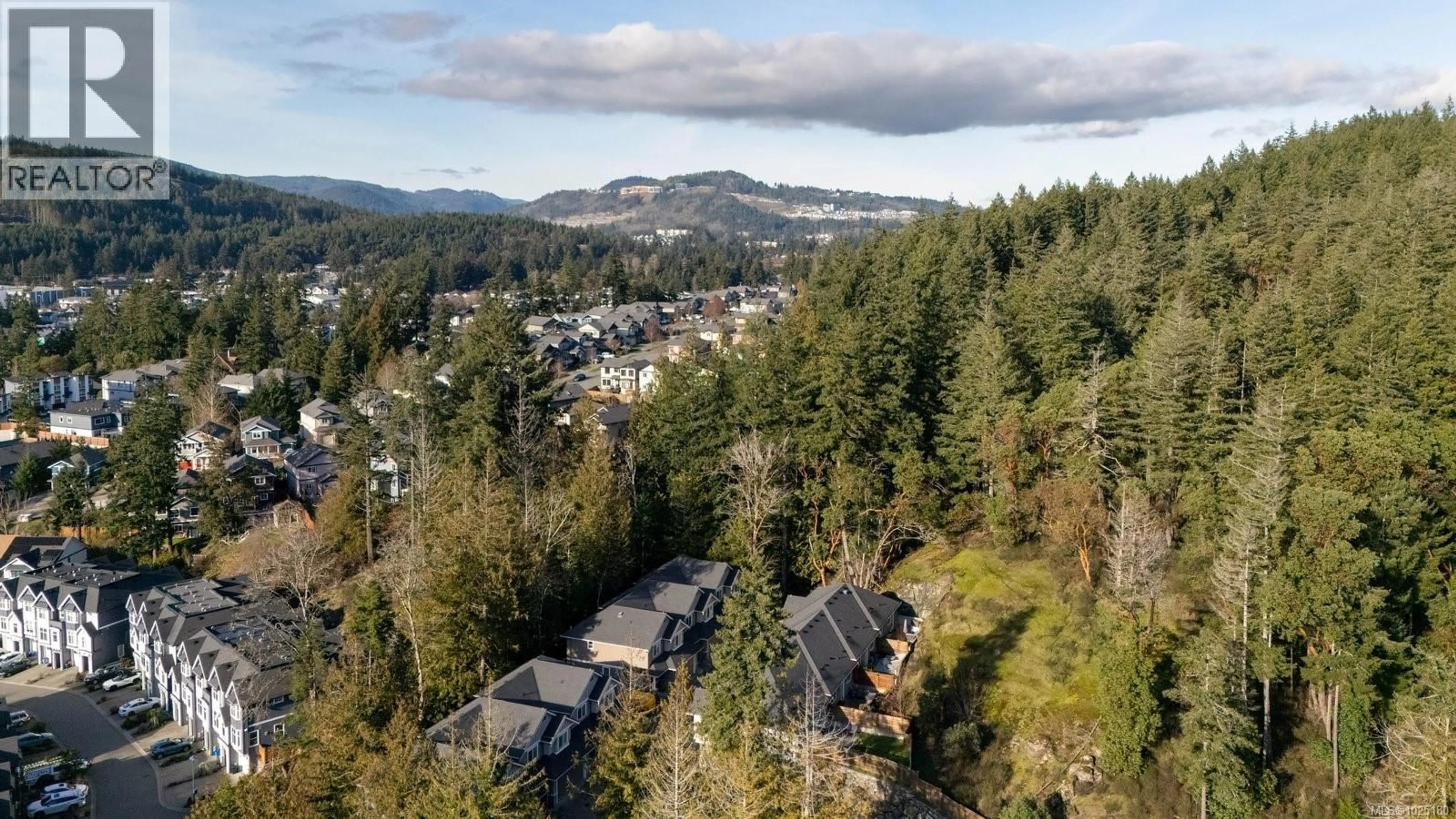 A pic from outside/outdoor area/front of a property/back of a property/a pic from drone, mountain view for 110 - 3439 AMBROSIA CRESCENT, Langford British Columbia V9C0K4