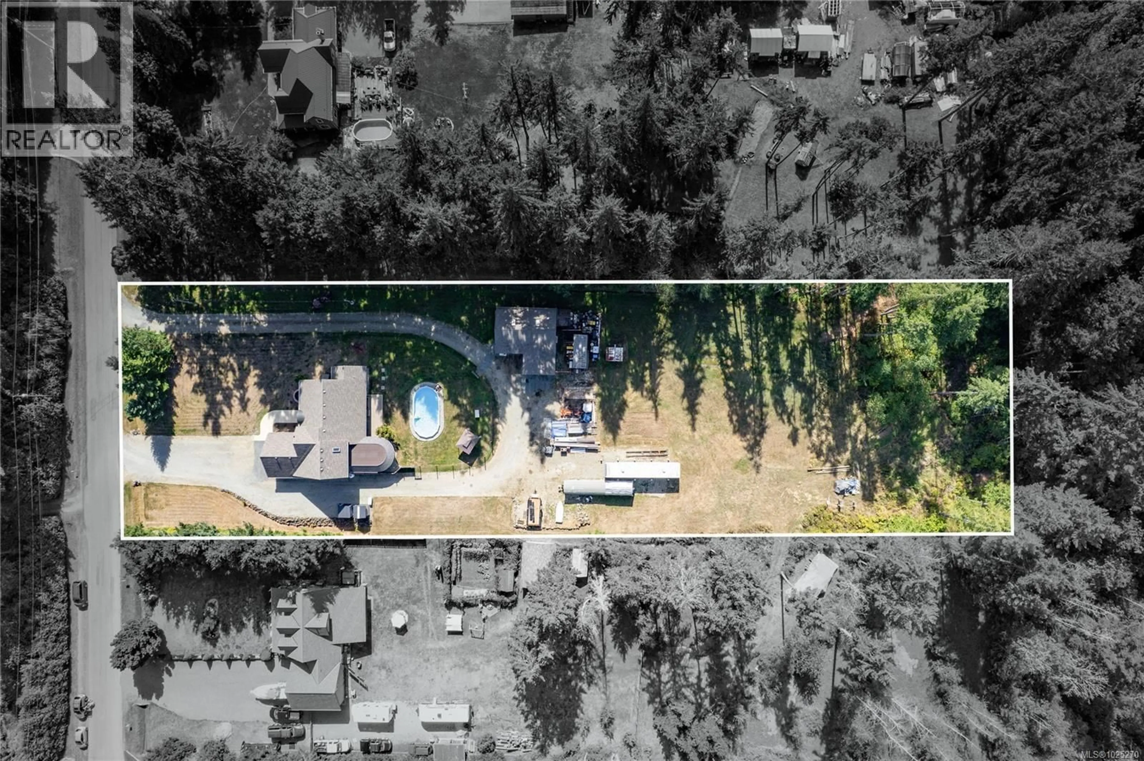 A pic from outside/outdoor area/front of a property/back of a property/a pic from drone, forest/trees view for 5670 WILLOW ROAD, Port Alberni British Columbia V9Y8V4