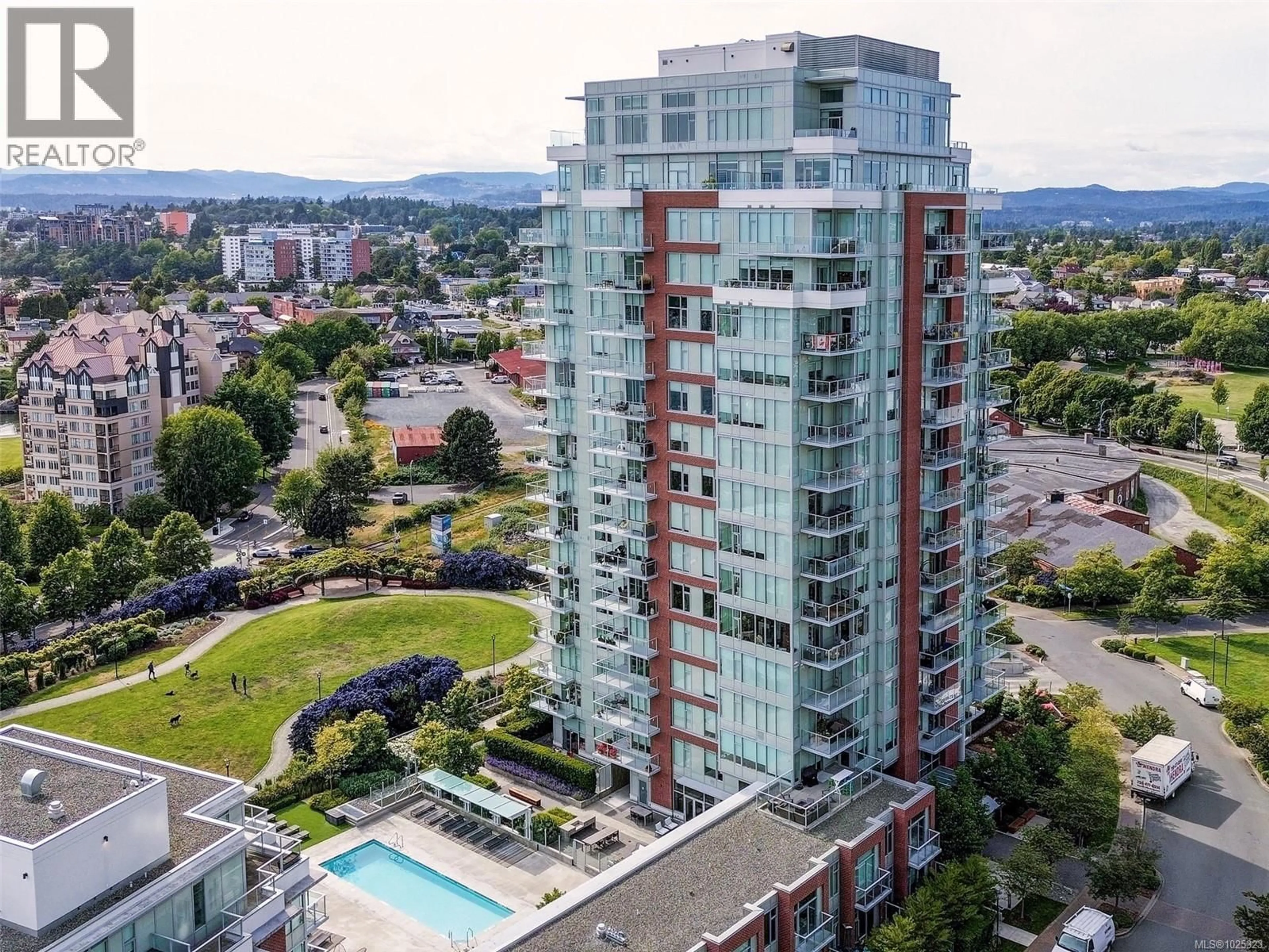 A pic from outside/outdoor area/front of a property/back of a property/a pic from drone, city buildings view from balcony for 807 - 60 SAGHALIE ROAD, Victoria British Columbia V9A0H1