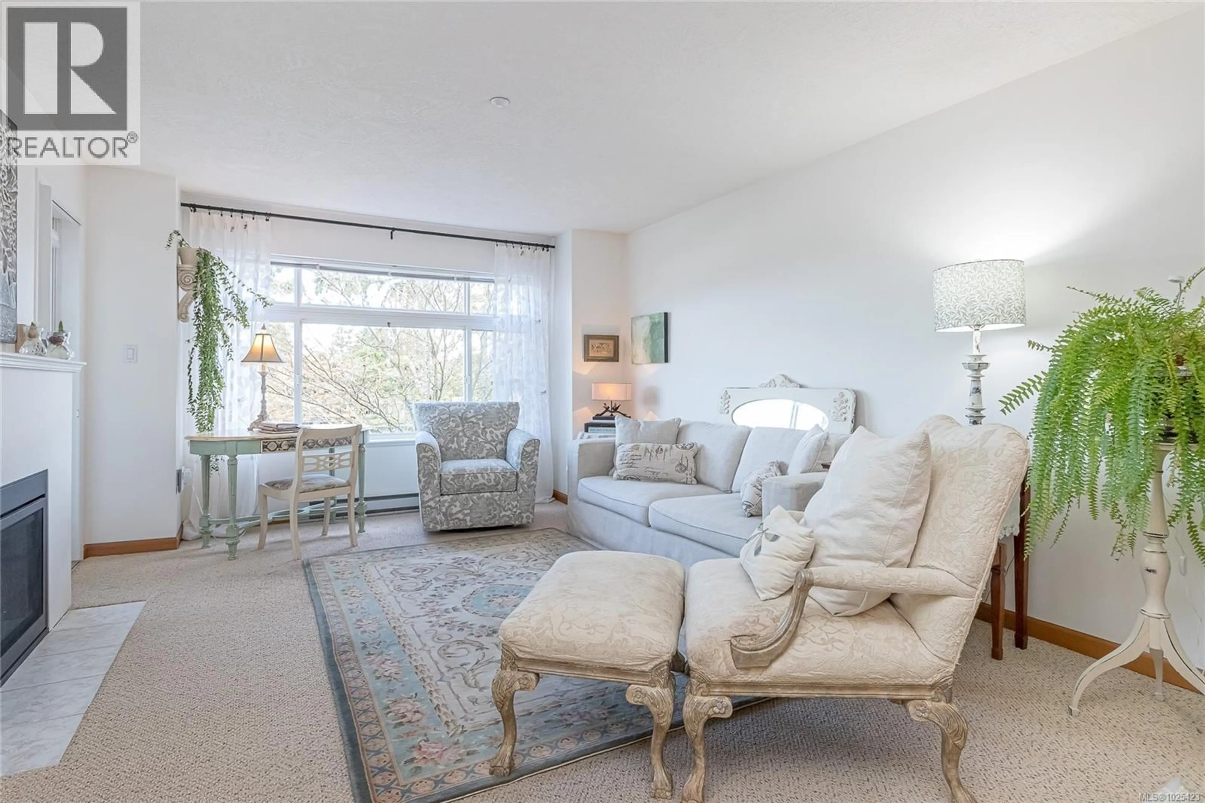 Living room with furniture, carpet floor for 203 - 354 MORISON AVENUE, Parksville British Columbia V9P2V3