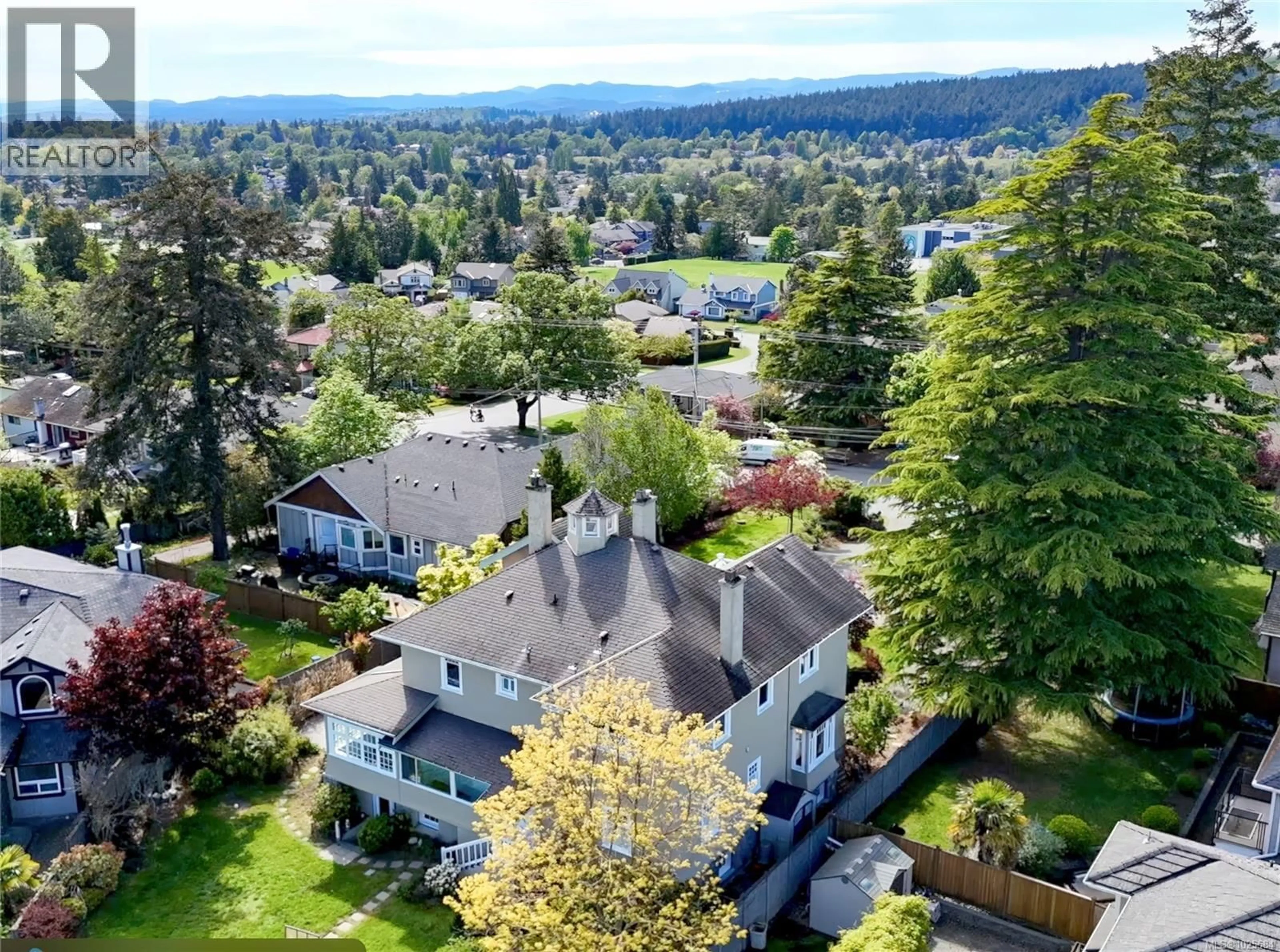 A pic from outside/outdoor area/front of a property/back of a property/a pic from drone, mountain view for 4423 TYNDALL AVENUE, Saanich British Columbia V8N3S3