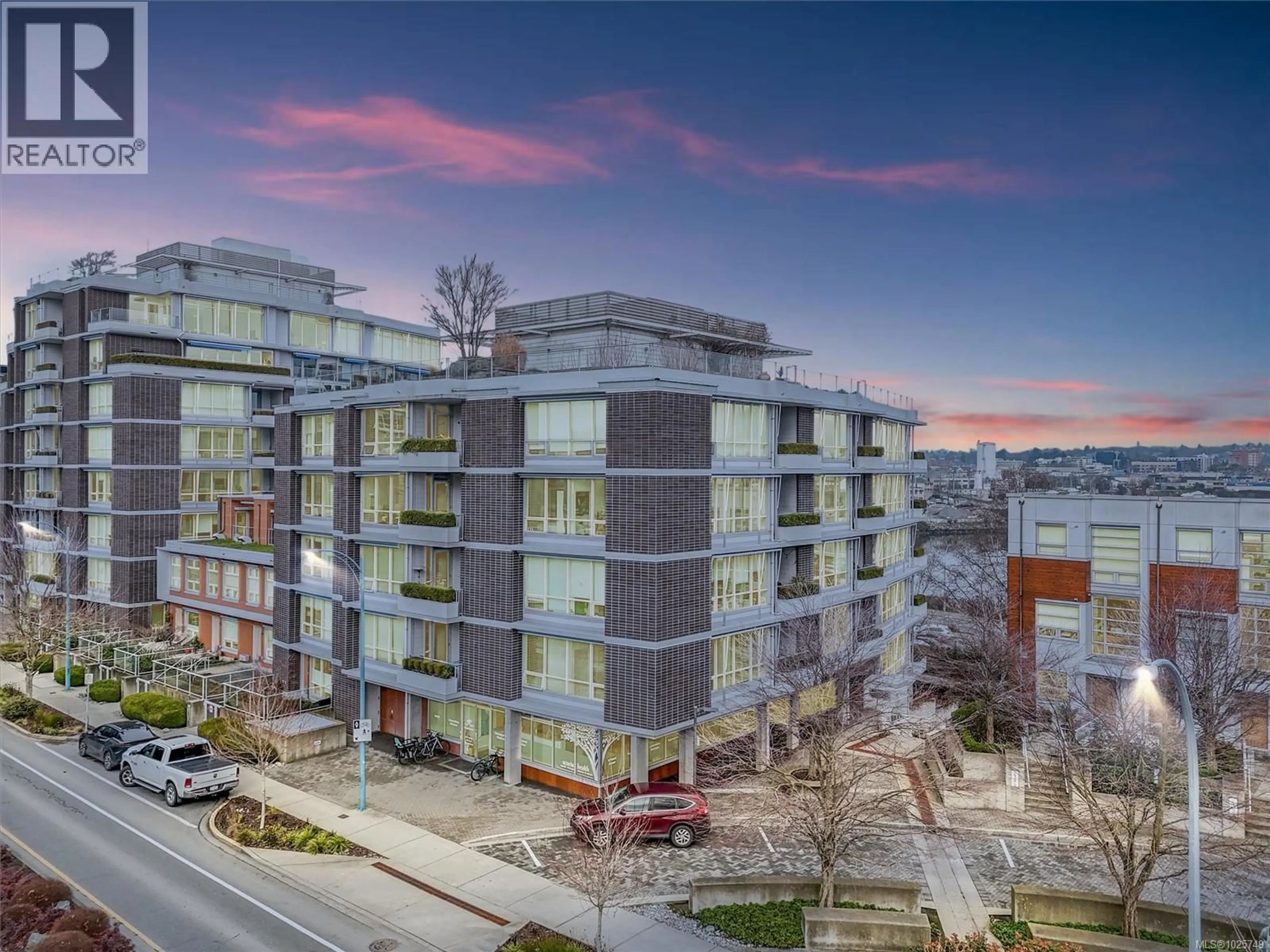 A pic from outside/outdoor area/front of a property/back of a property/a pic from drone, city buildings view from balcony for 405 - 391 TYEE ROAD, Victoria British Columbia V9A0A9