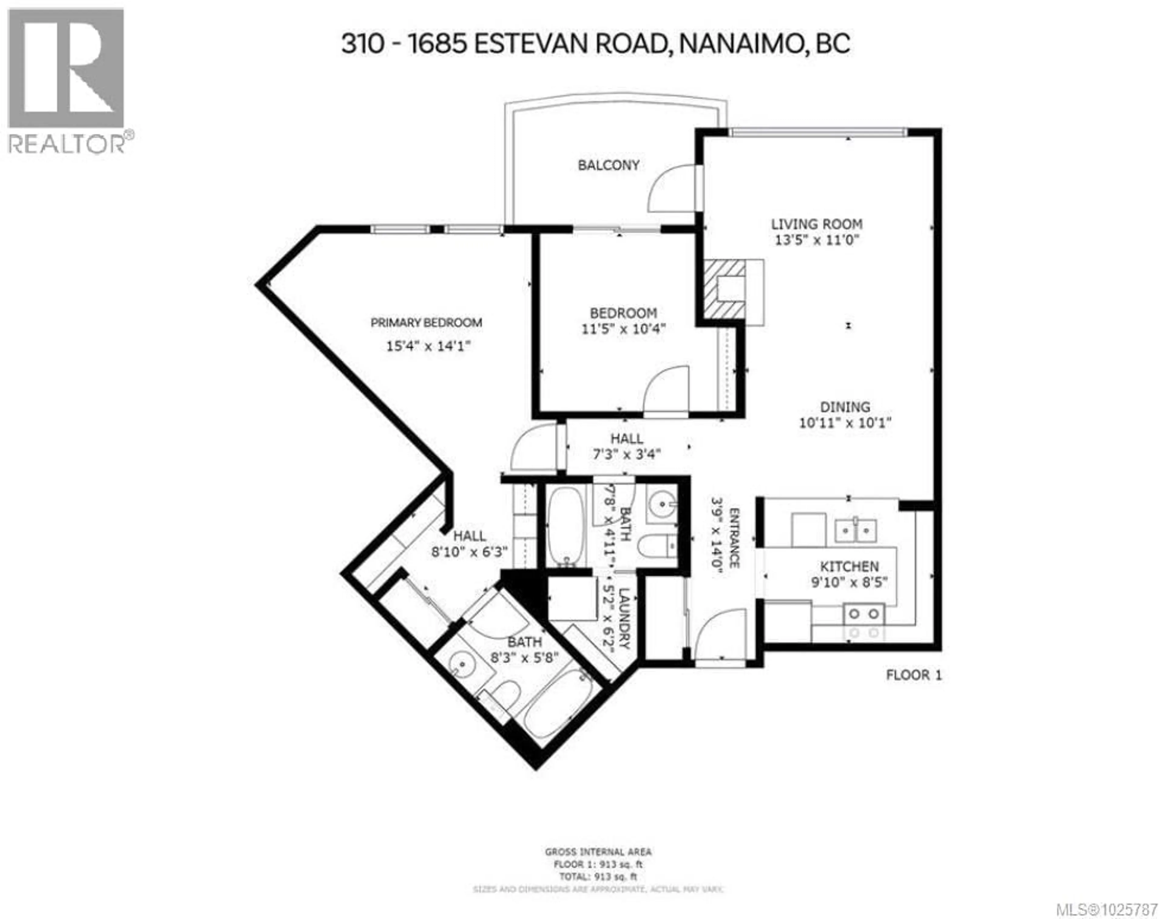 Floor plan for 310 - 1685 ESTEVAN ROAD, Nanaimo British Columbia V9S5V9