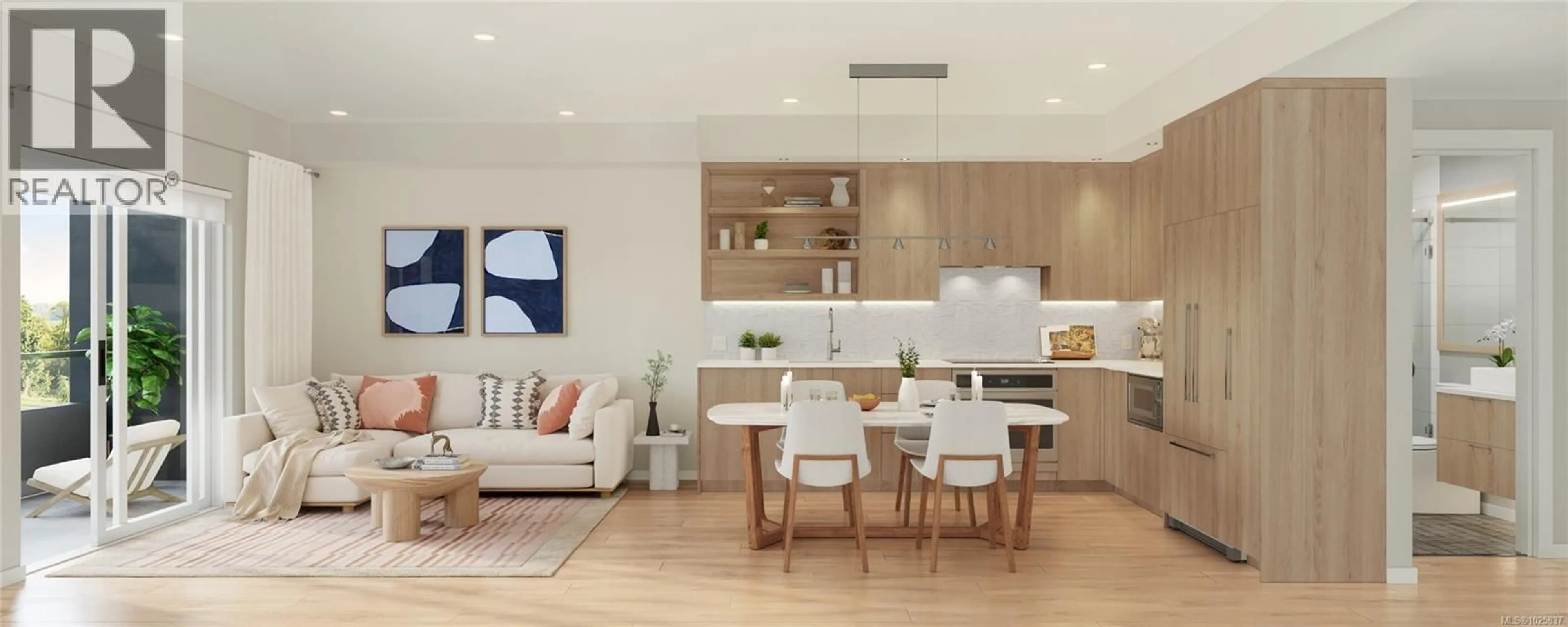 Open concept kitchen, wood/laminate floor for 202 - 3839 QUADRA STREET, Saanich British Columbia V8X1H8