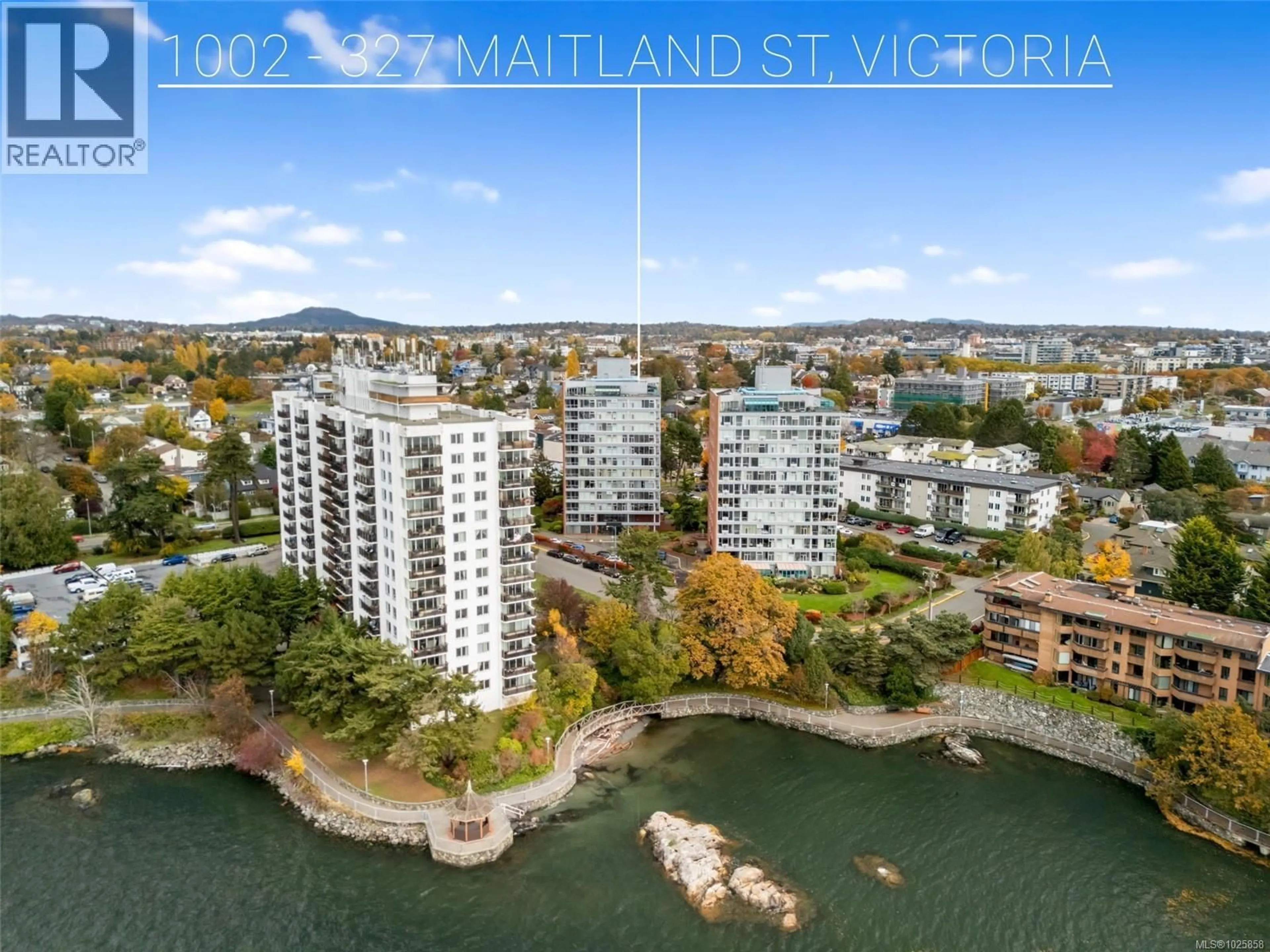 A pic from outside/outdoor area/front of a property/back of a property/a pic from drone, water/lake/river/ocean view for 1002 - 327 MAITLAND STREET, Victoria British Columbia V9A7G7