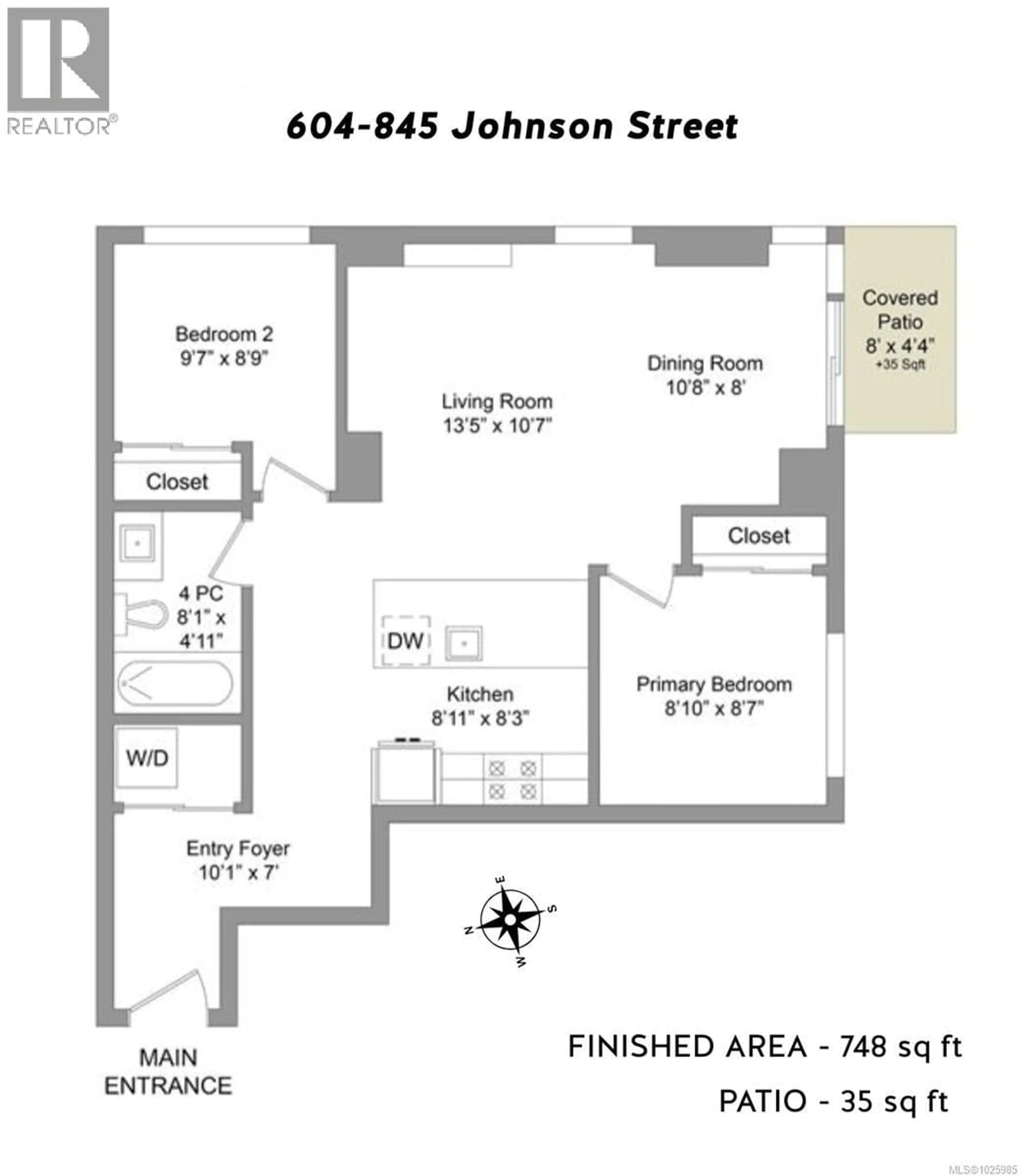 Floor plan for 604 - 845 JOHNSON STREET, Victoria British Columbia V8W0G3