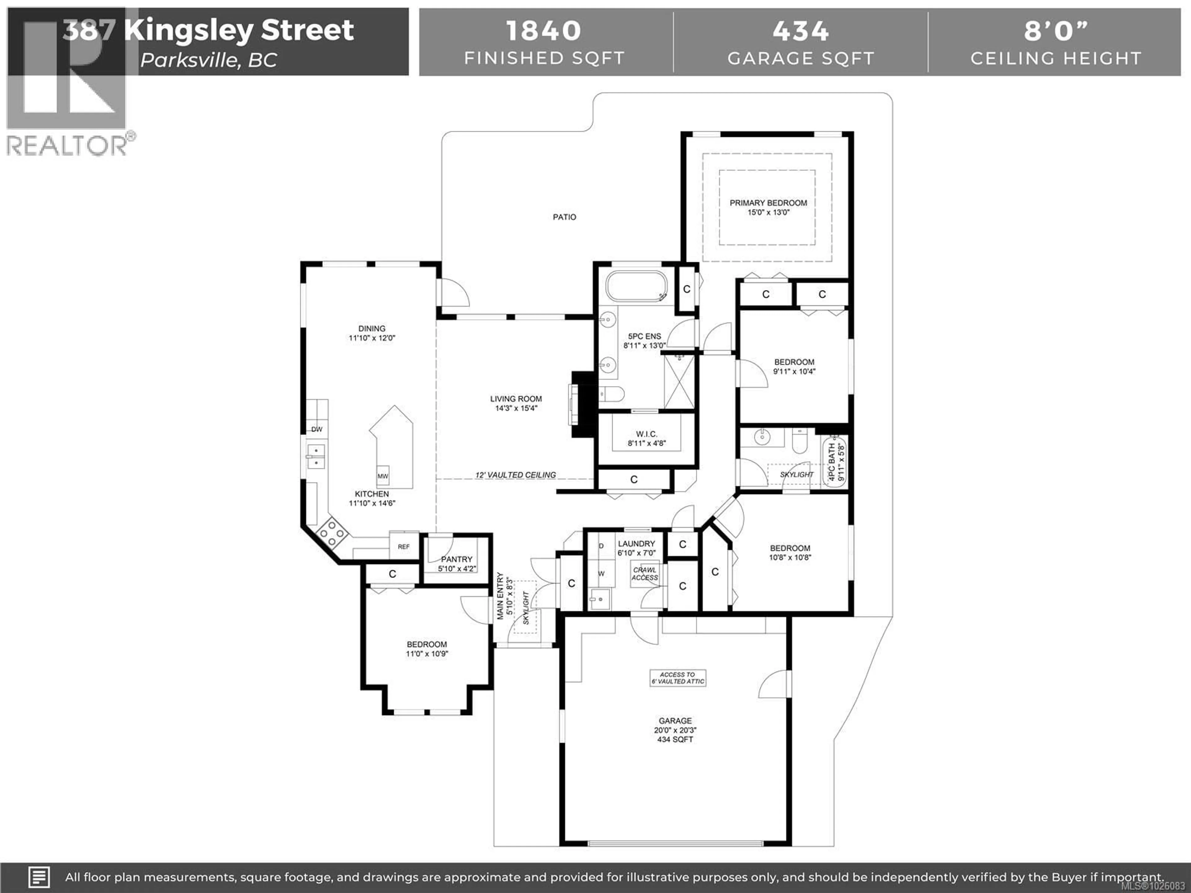 Floor plan for 387 KINGSLEY STREET, Parksville British Columbia V9P1H6