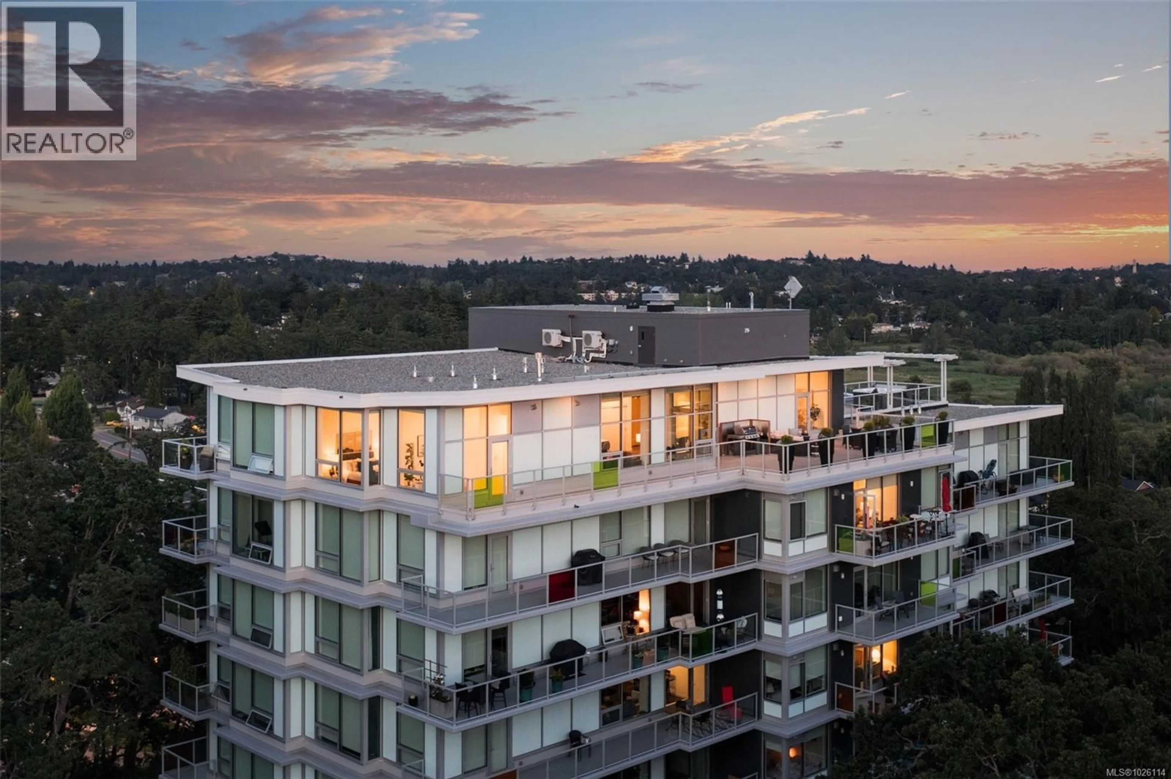 A pic from outside/outdoor area/front of a property/back of a property/a pic from drone, city buildings view from balcony for PH902 - 4009 RAINBOW HILL LANE, Saanich British Columbia V8X0B3