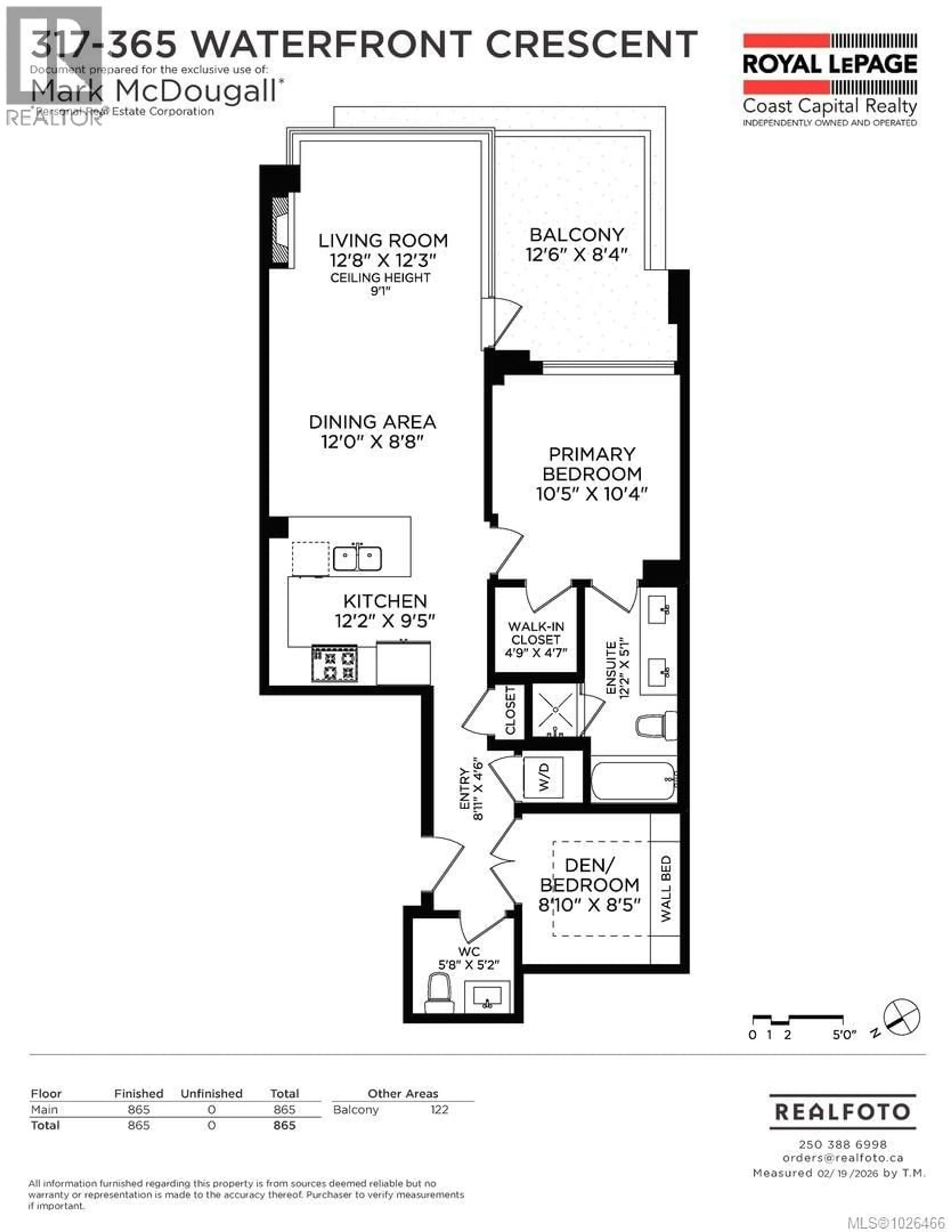 Floor plan for 317 - 365 WATERFRONT CRESCENT, Victoria British Columbia V8T0A6