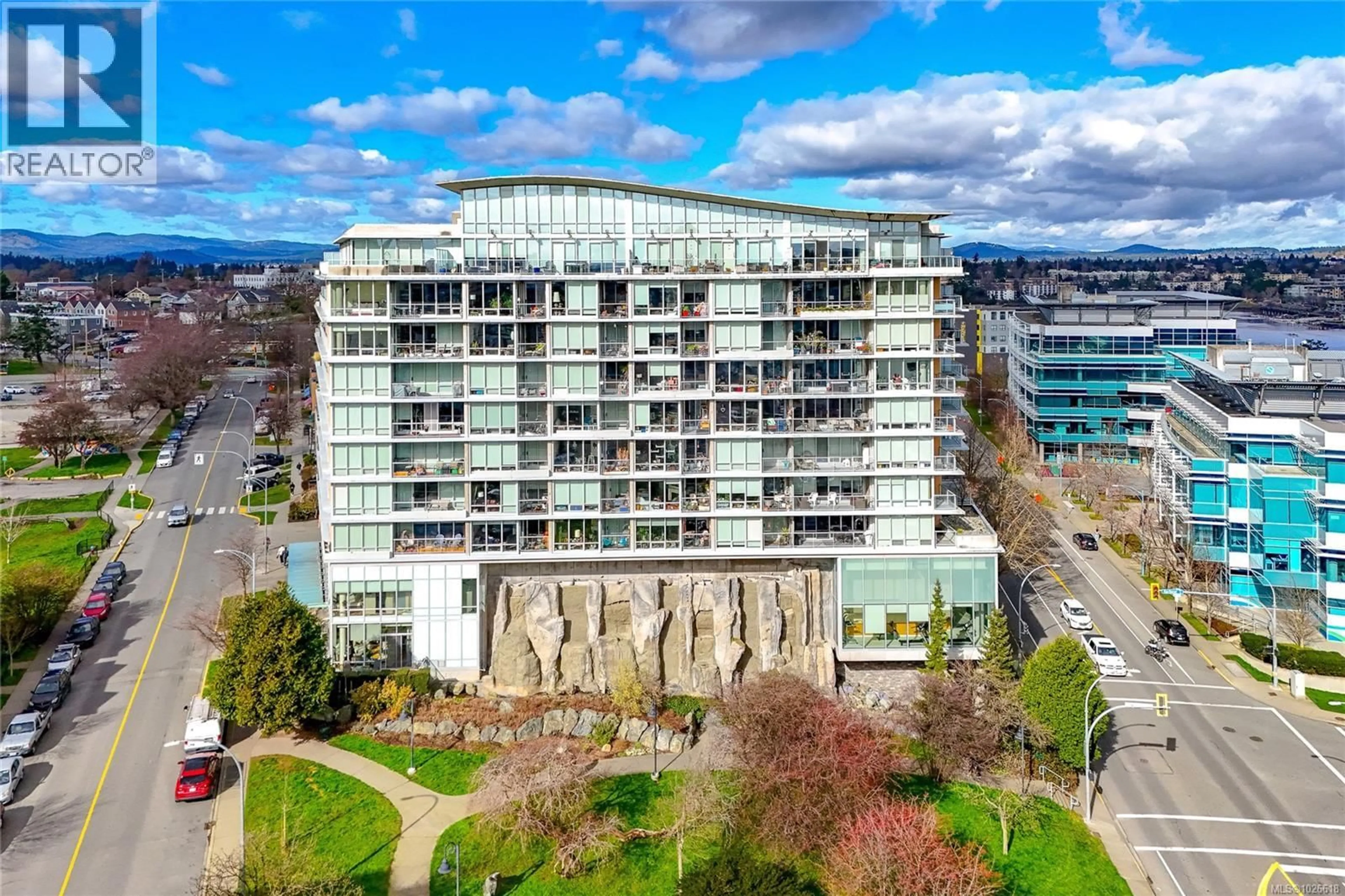 A pic from outside/outdoor area/front of a property/back of a property/a pic from drone, building for 1005 - 160 WILSON STREET, Victoria British Columbia V9A7P9