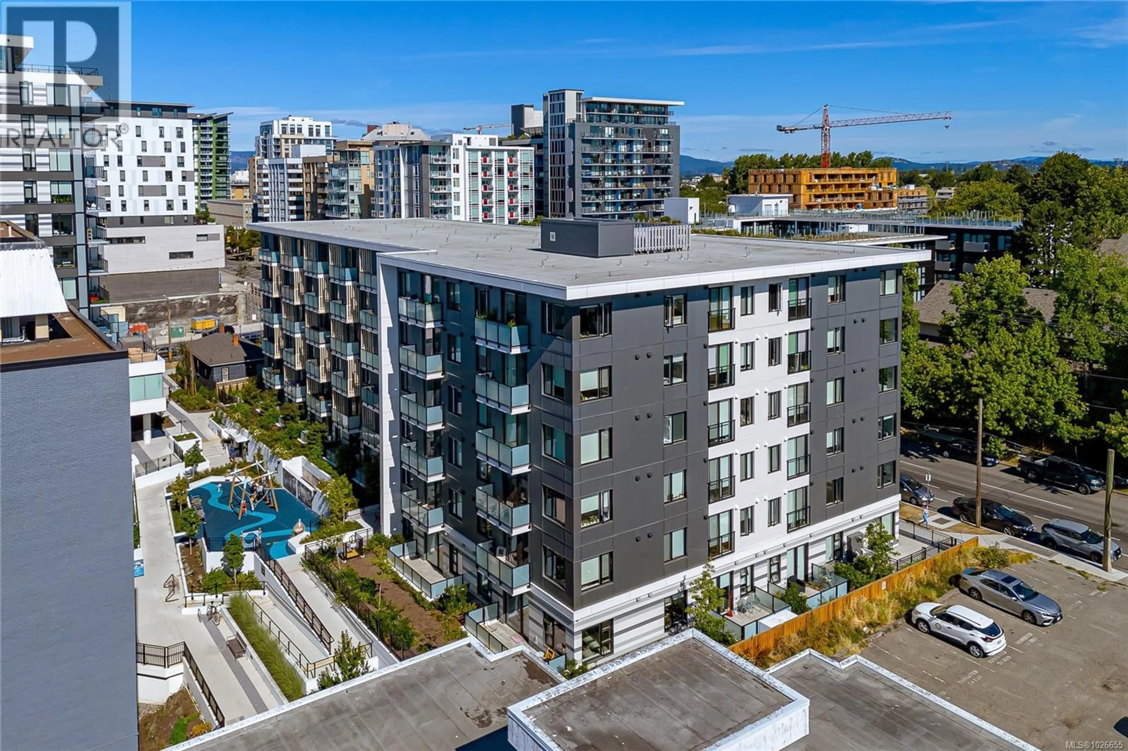 A pic from outside/outdoor area/front of a property/back of a property/a pic from drone, city buildings view from balcony for 616 - 1115 JOHNSON STREET, Victoria British Columbia V8V0H2