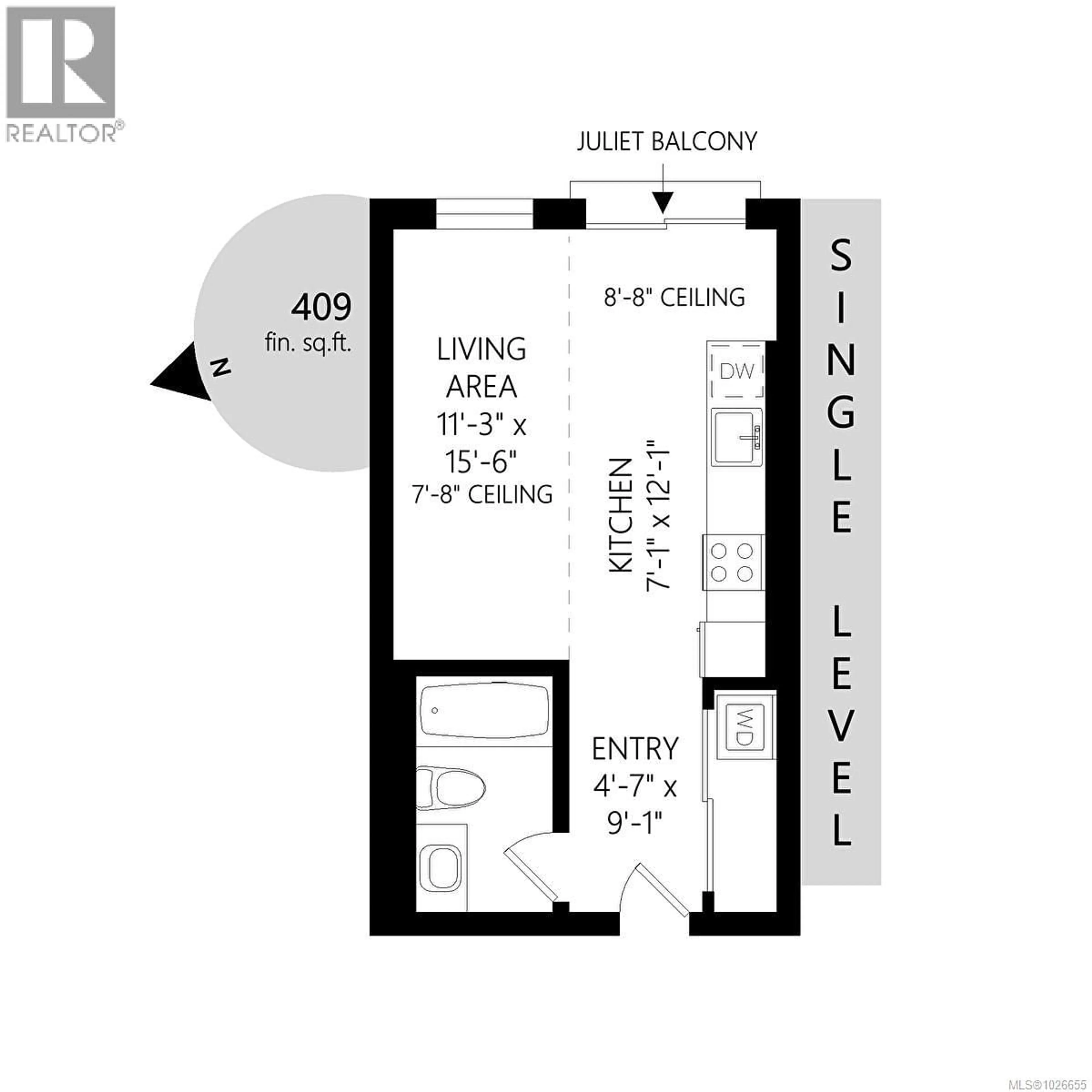Floor plan for 616 - 1115 JOHNSON STREET, Victoria British Columbia V8V0H2