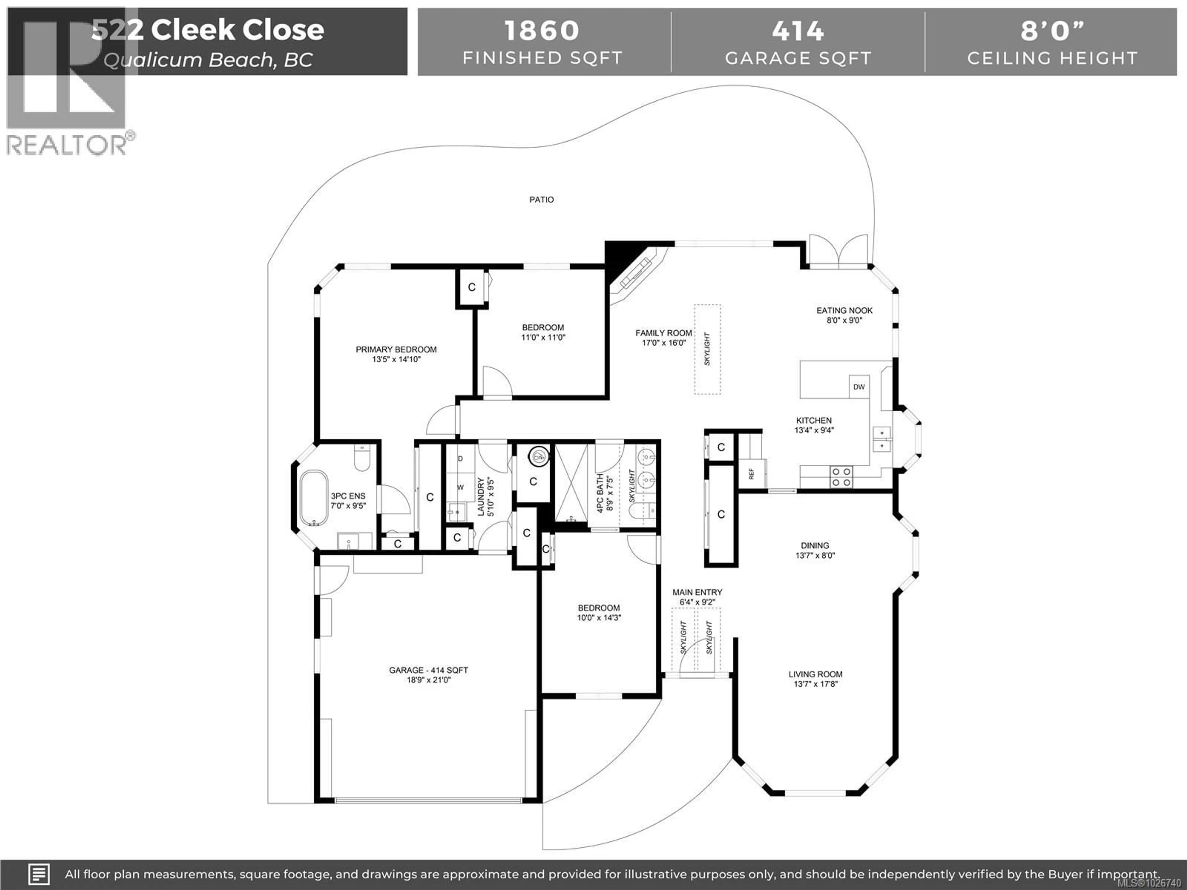 Floor plan for 522 CLEEK CLOSE, Qualicum Beach British Columbia V9K1E5