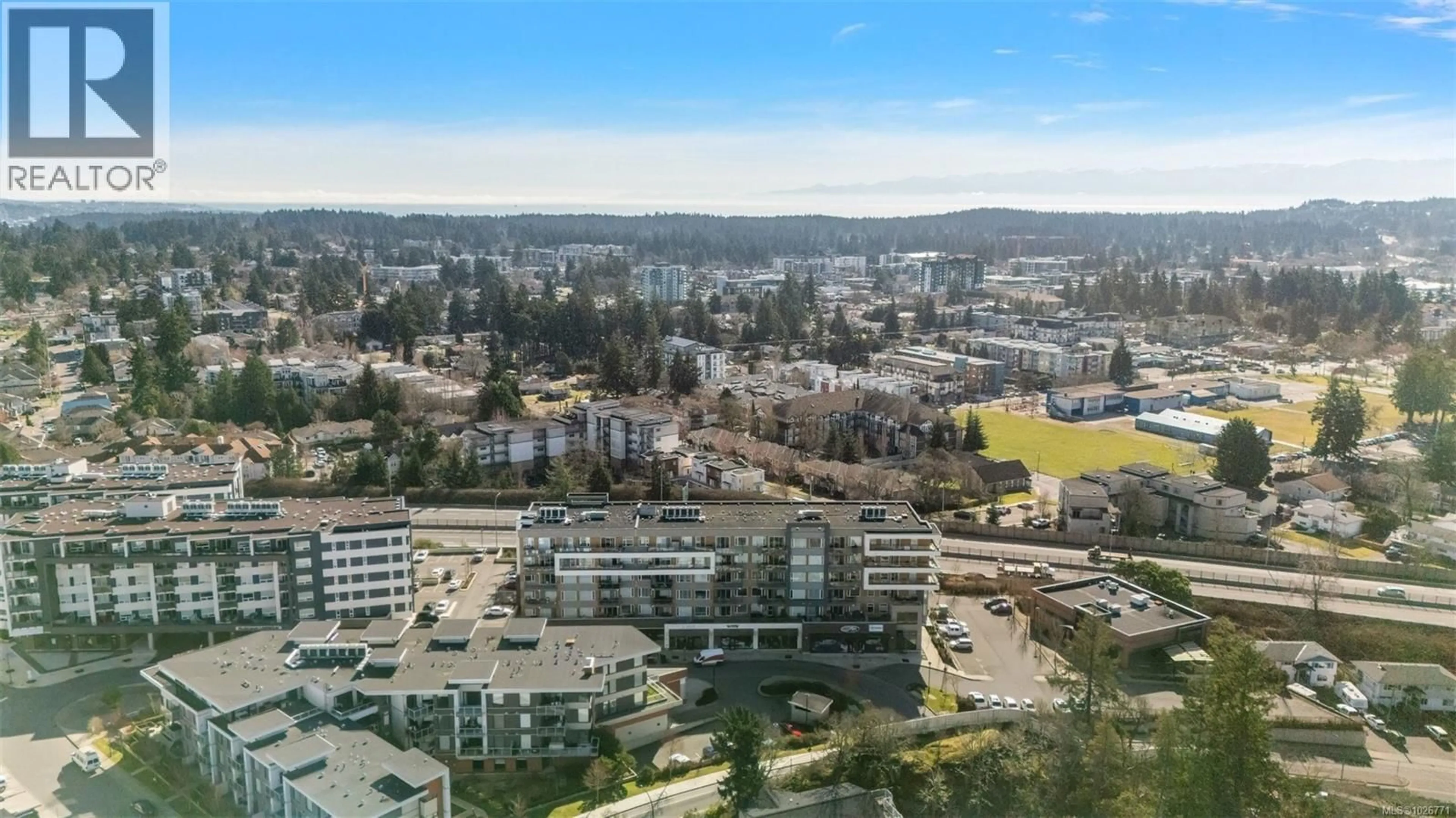 A pic from outside/outdoor area/front of a property/back of a property/a pic from drone, city buildings view from balcony for 607 - 967 WHIRLAWAY CRESCENT, Langford British Columbia V9B0Y1