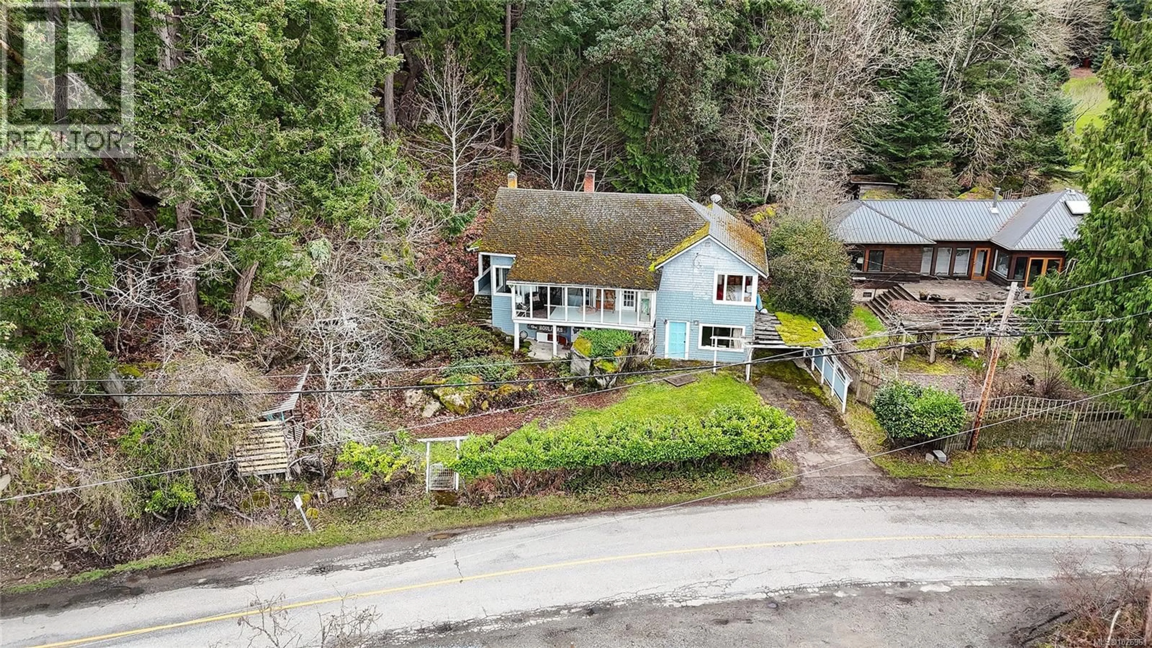 A pic from outside/outdoor area/front of a property/back of a property/a pic from drone, street for 348 GEORGINA POINT ROAD, Mayne Island British Columbia V0N2J1