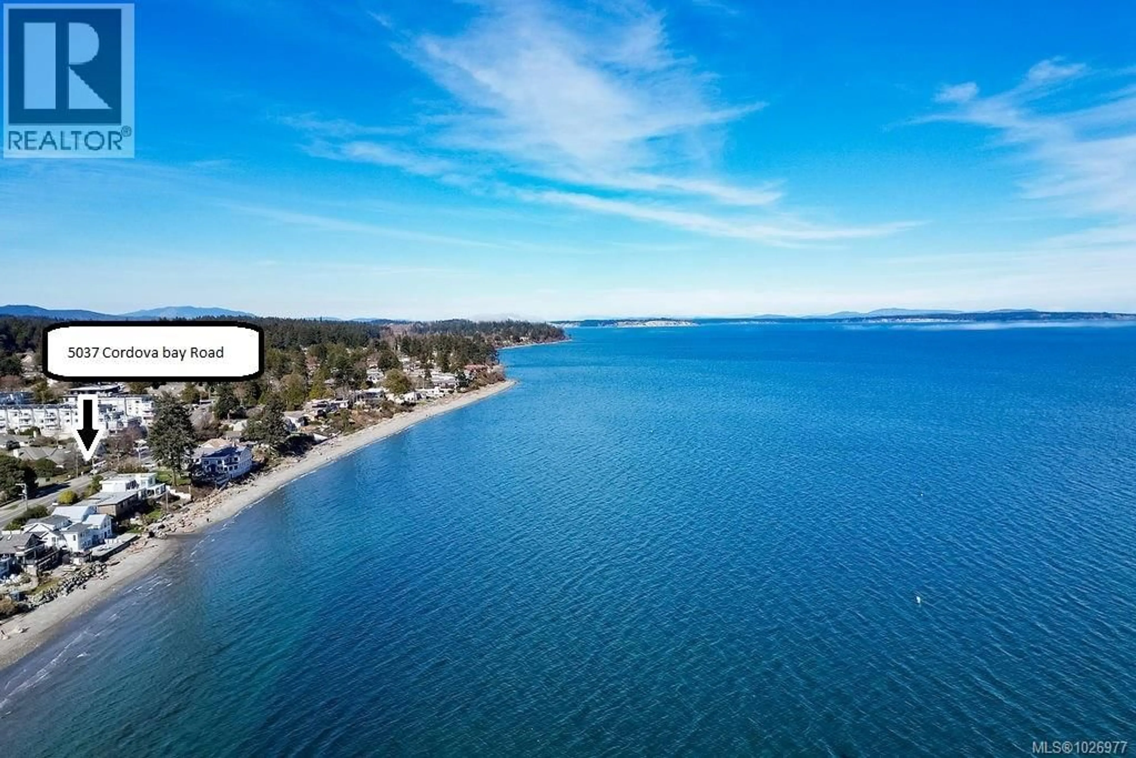 A pic from outside/outdoor area/front of a property/back of a property/a pic from drone, water/lake/river/ocean view for 5037 CORDOVA BAY, Saanich British Columbia V8Y2K1